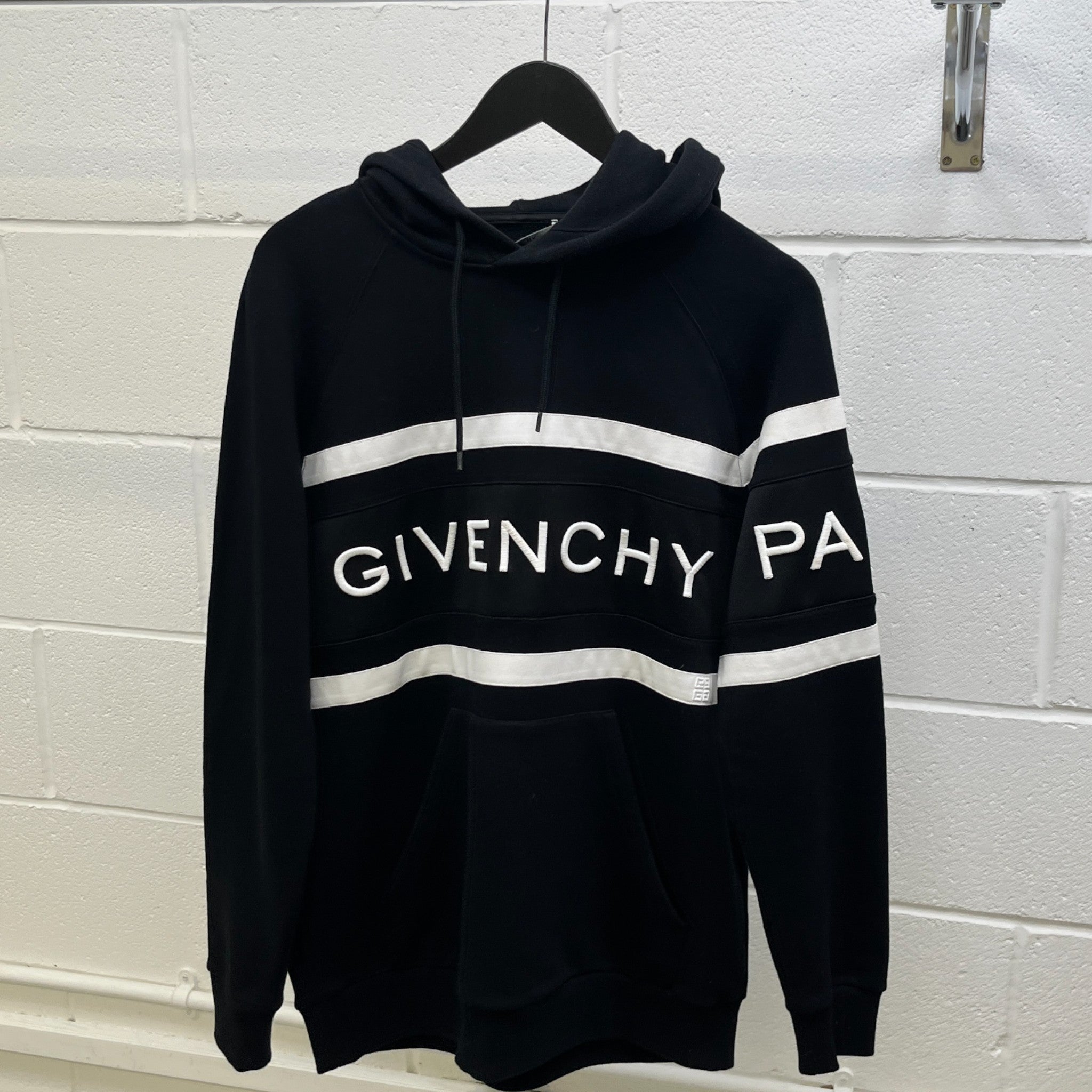 Men's Embroidered Logo Hoodie Black Size S