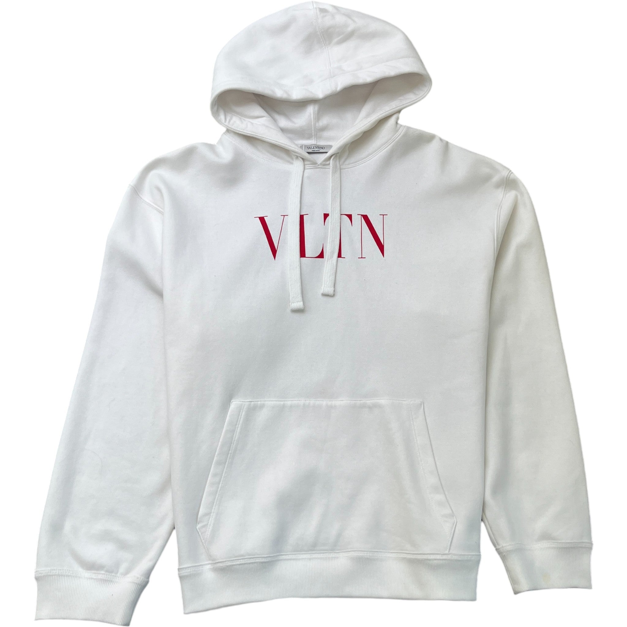 Men's Vltn Logo Print Hoodie White Size M