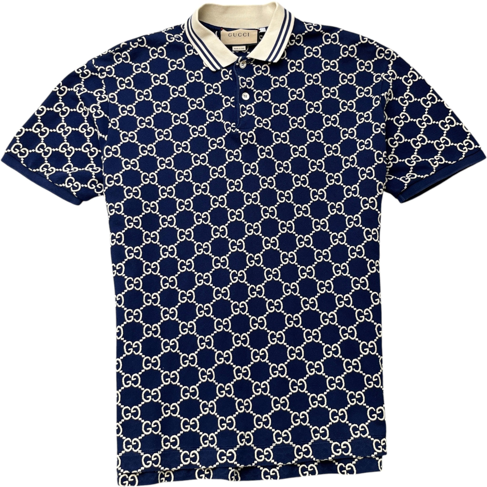 Men's Gg Monogram Polo Shirt Blue Size L