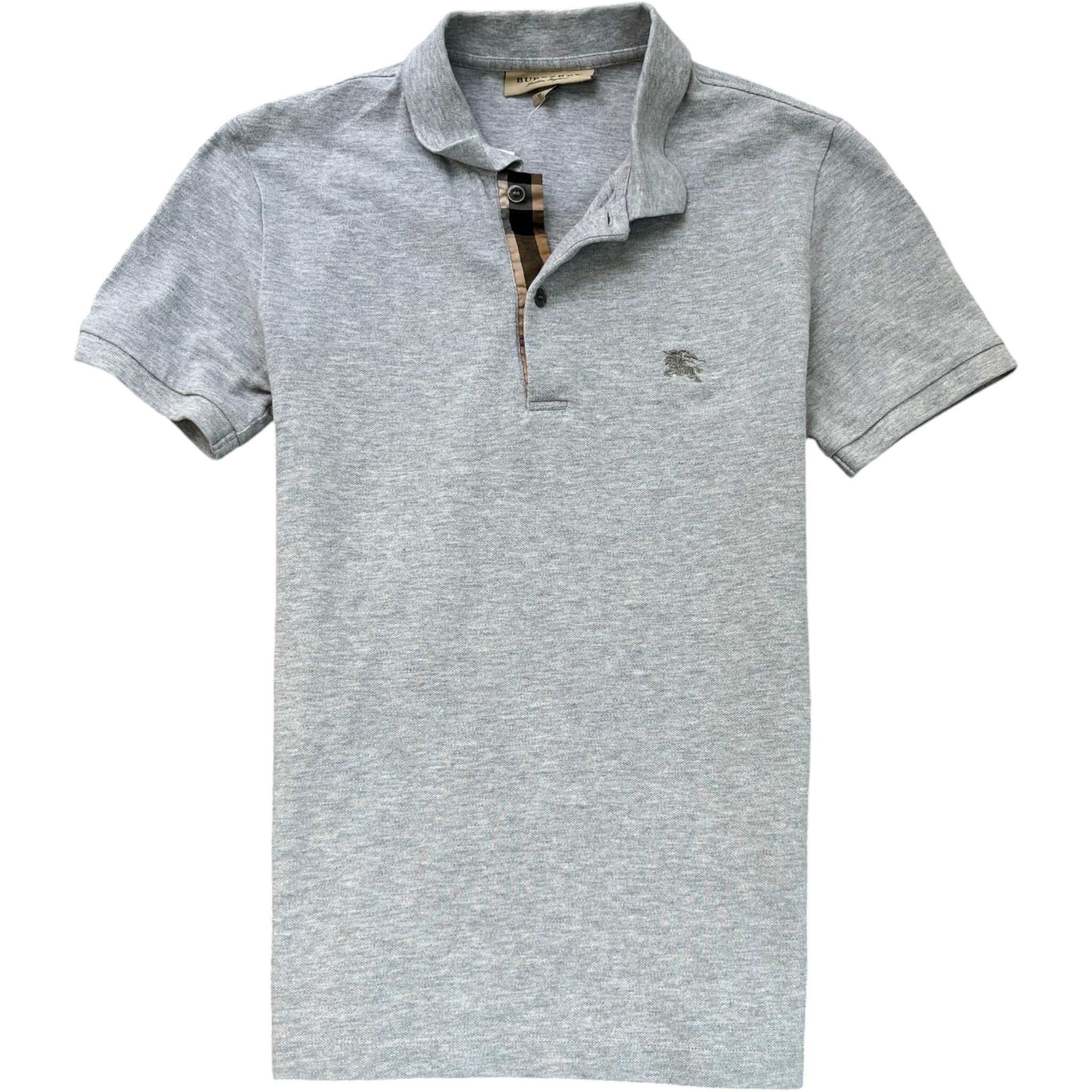 Men's Embroidered Logo Polo Shirt Grey Size XS