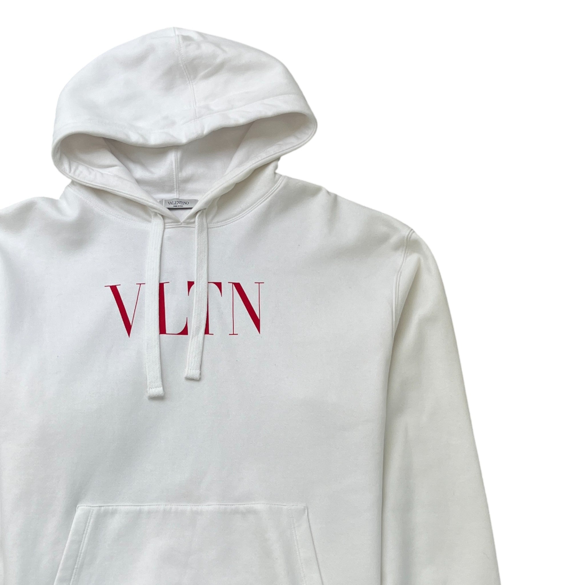 Men's Vltn Logo Print Hoodie White Size M