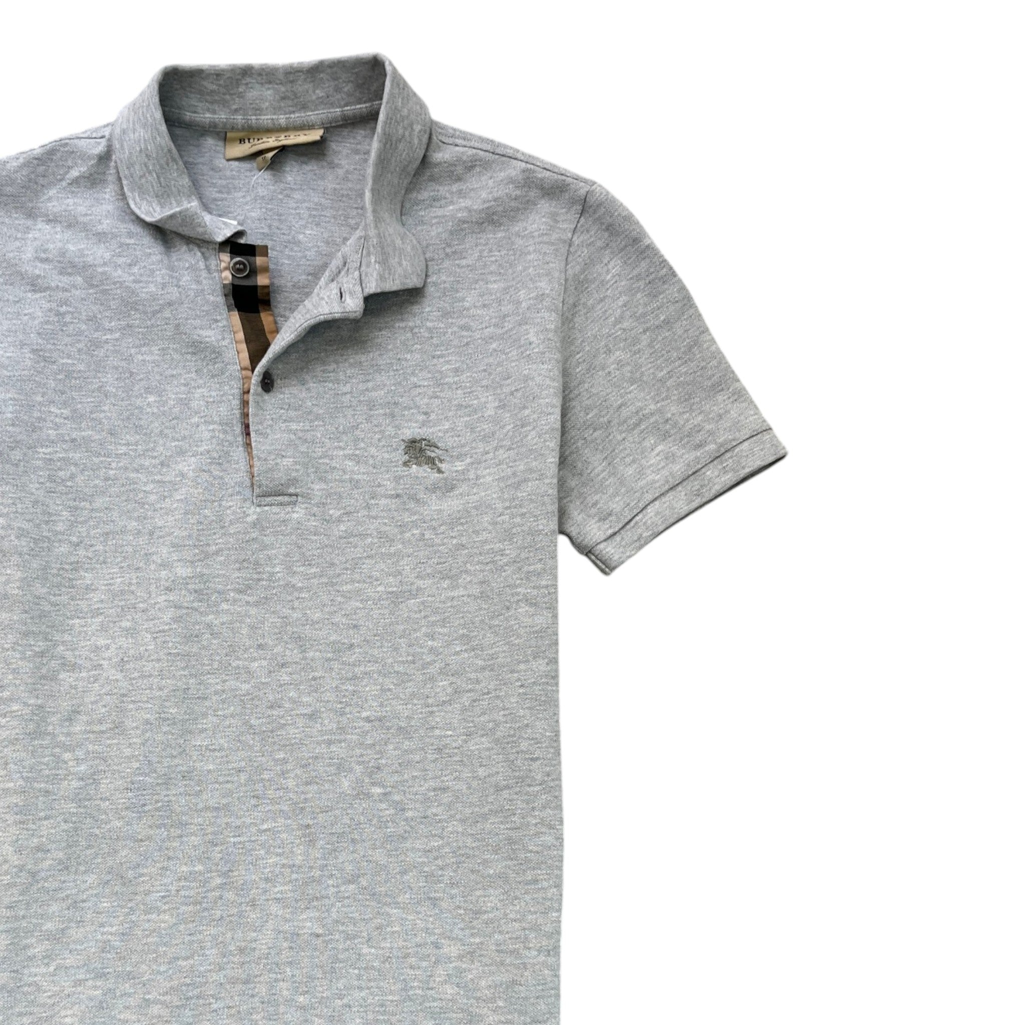 Men's Embroidered Logo Polo Shirt Grey Size XS
