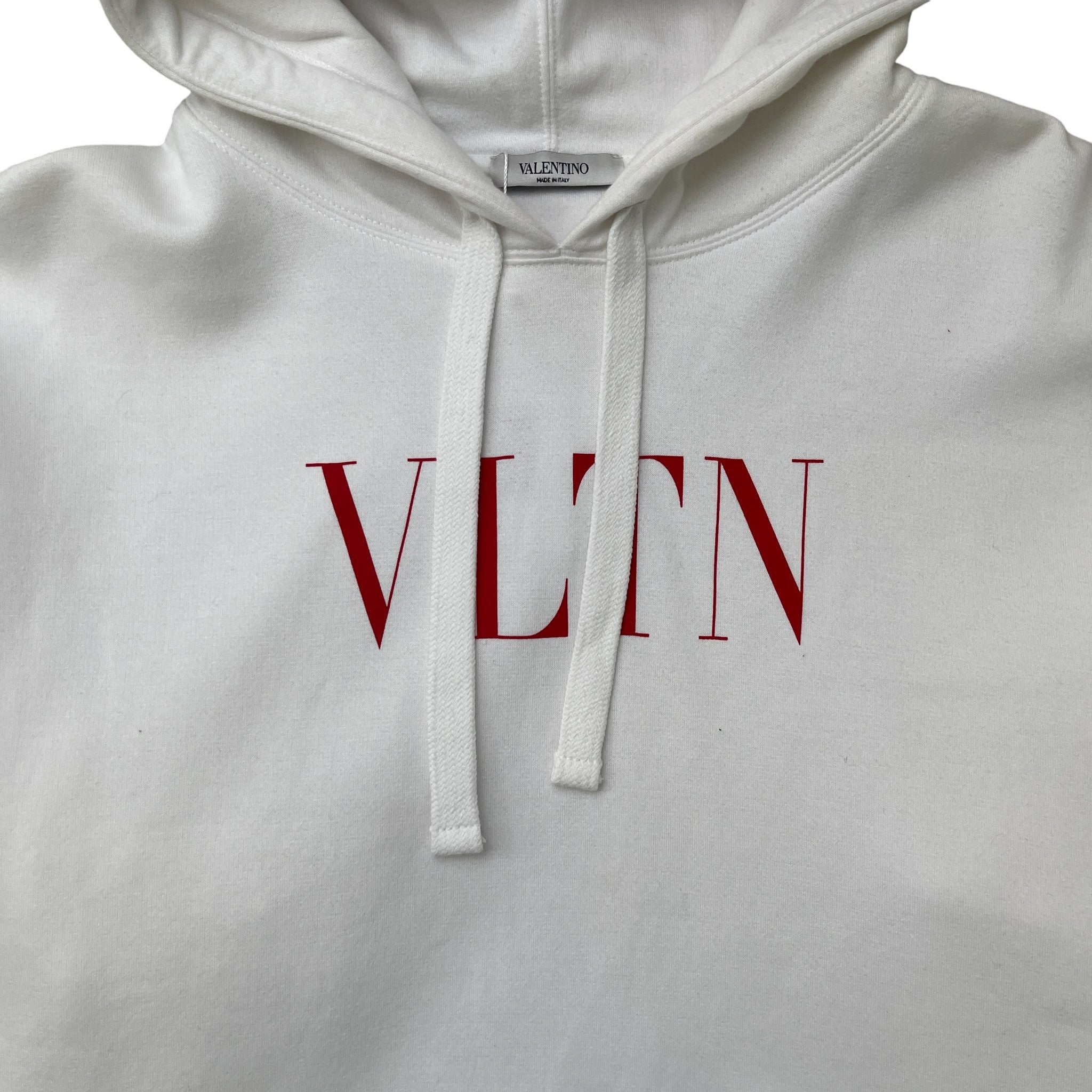 Men's Vltn Logo Print Hoodie White Size M