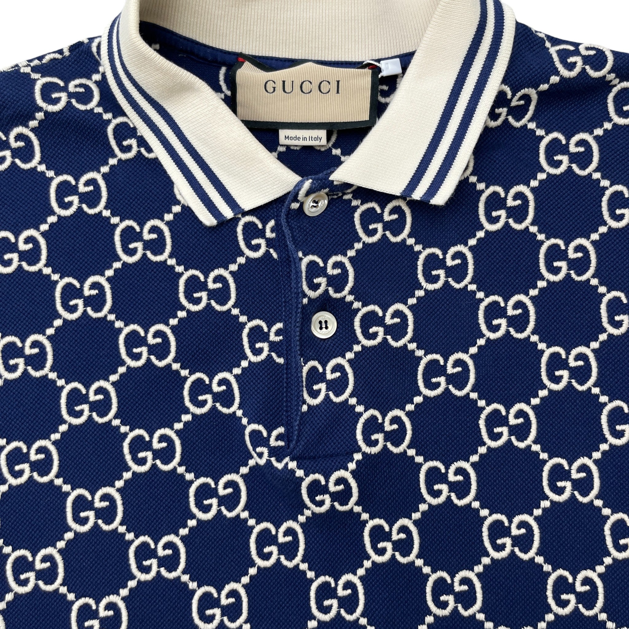 Men's Gg Monogram Polo Shirt Blue Size L