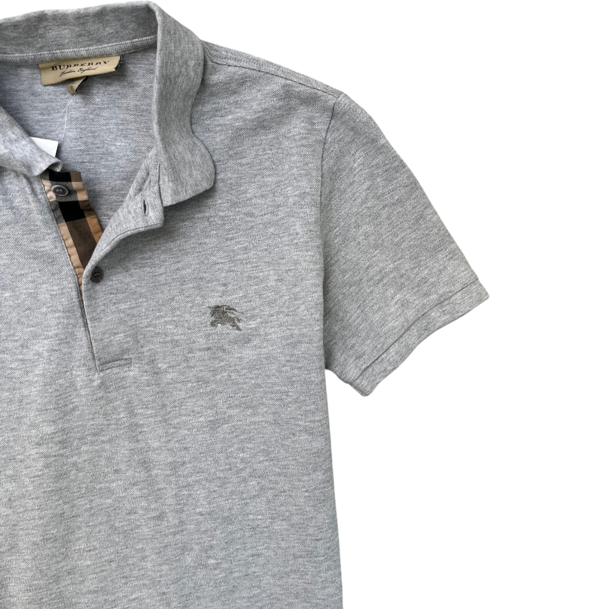 Men's Embroidered Logo Polo Shirt Grey Size XS