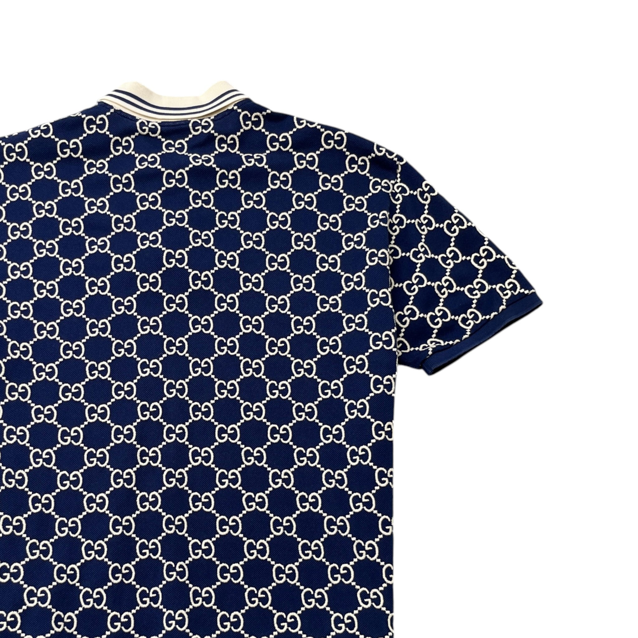 Men's Gg Monogram Polo Shirt Blue Size L