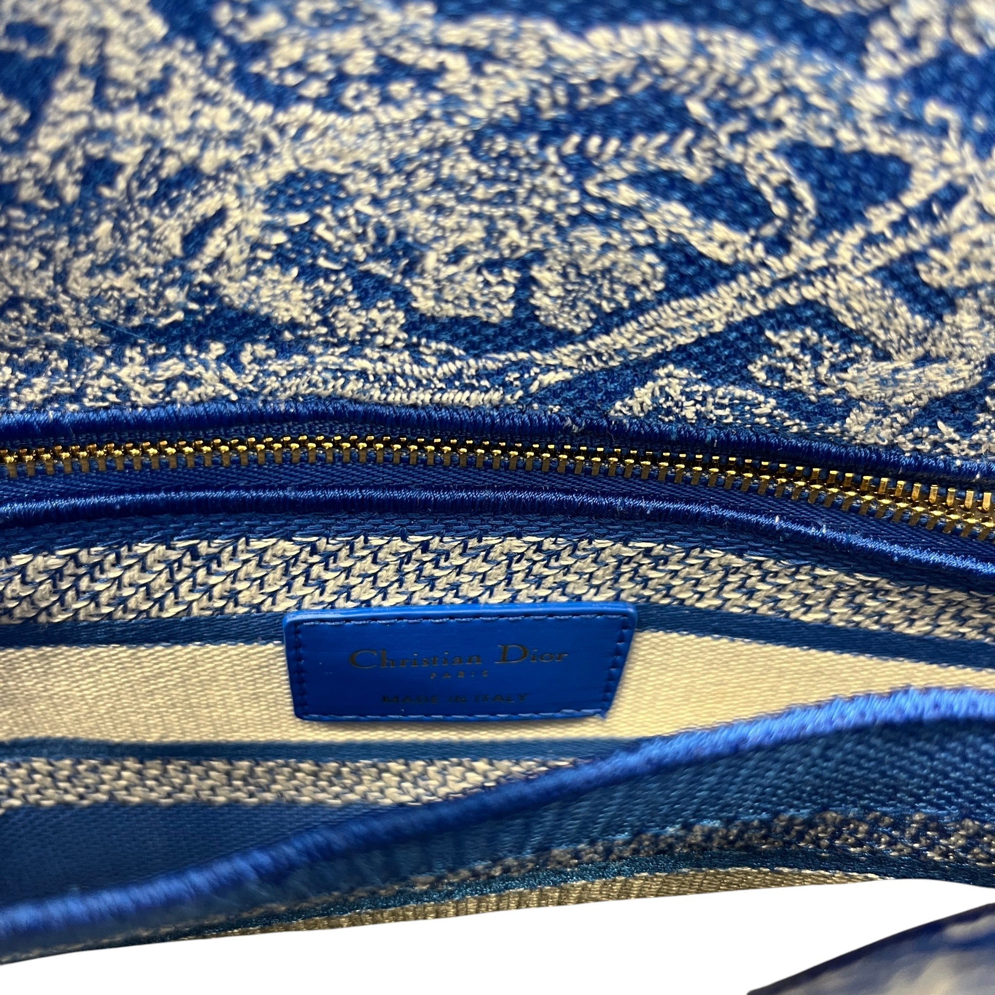 Women's Medium Dior Lady D-Lite Toile De Jouy Handbag Blue