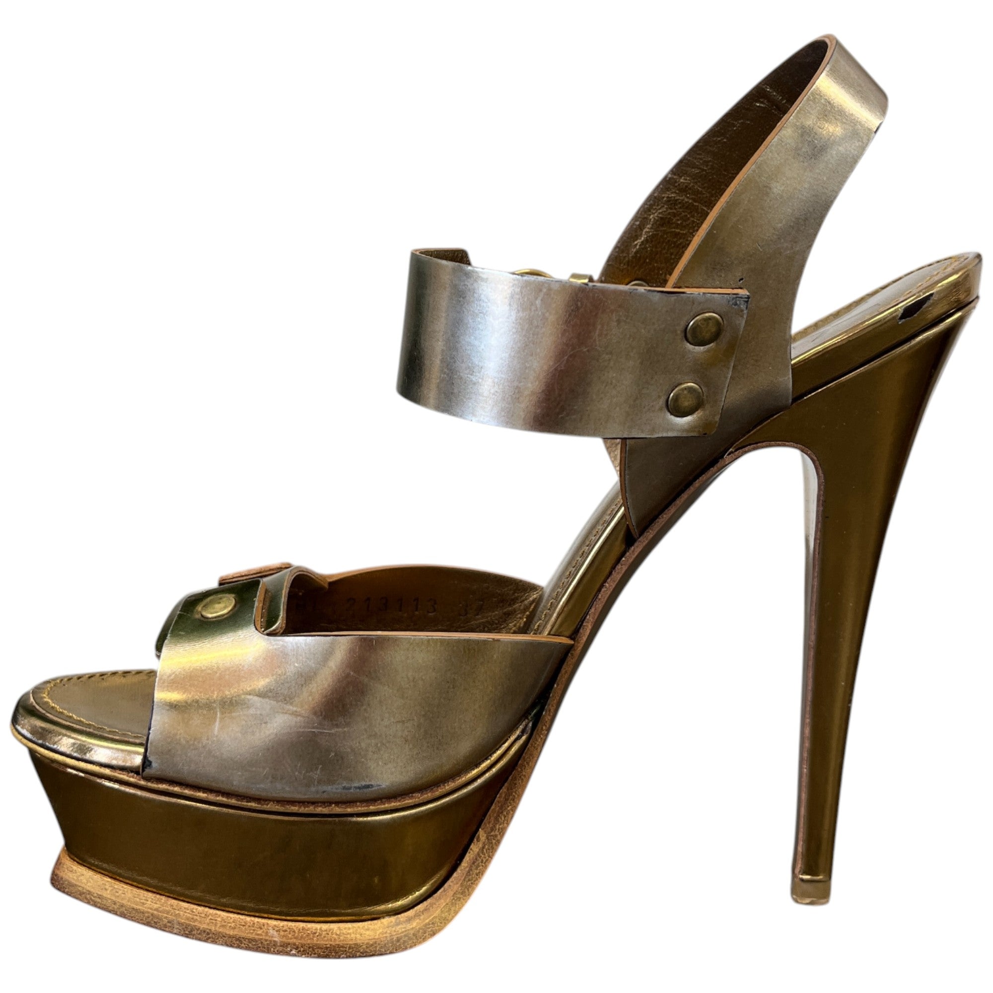 Women's Platform Slingback Heels Gold Size EU 37 / UK 4