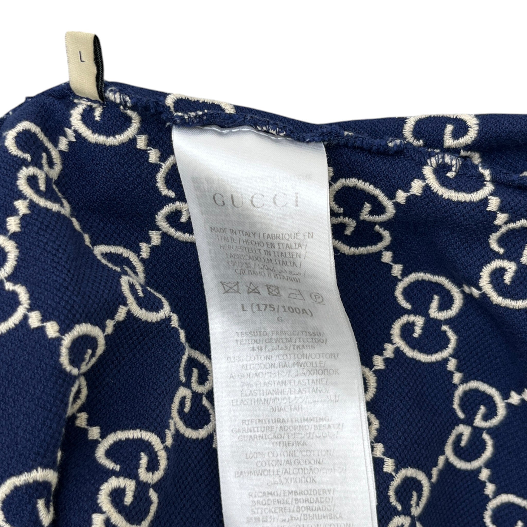 Men's Gg Monogram Polo Shirt Blue Size L