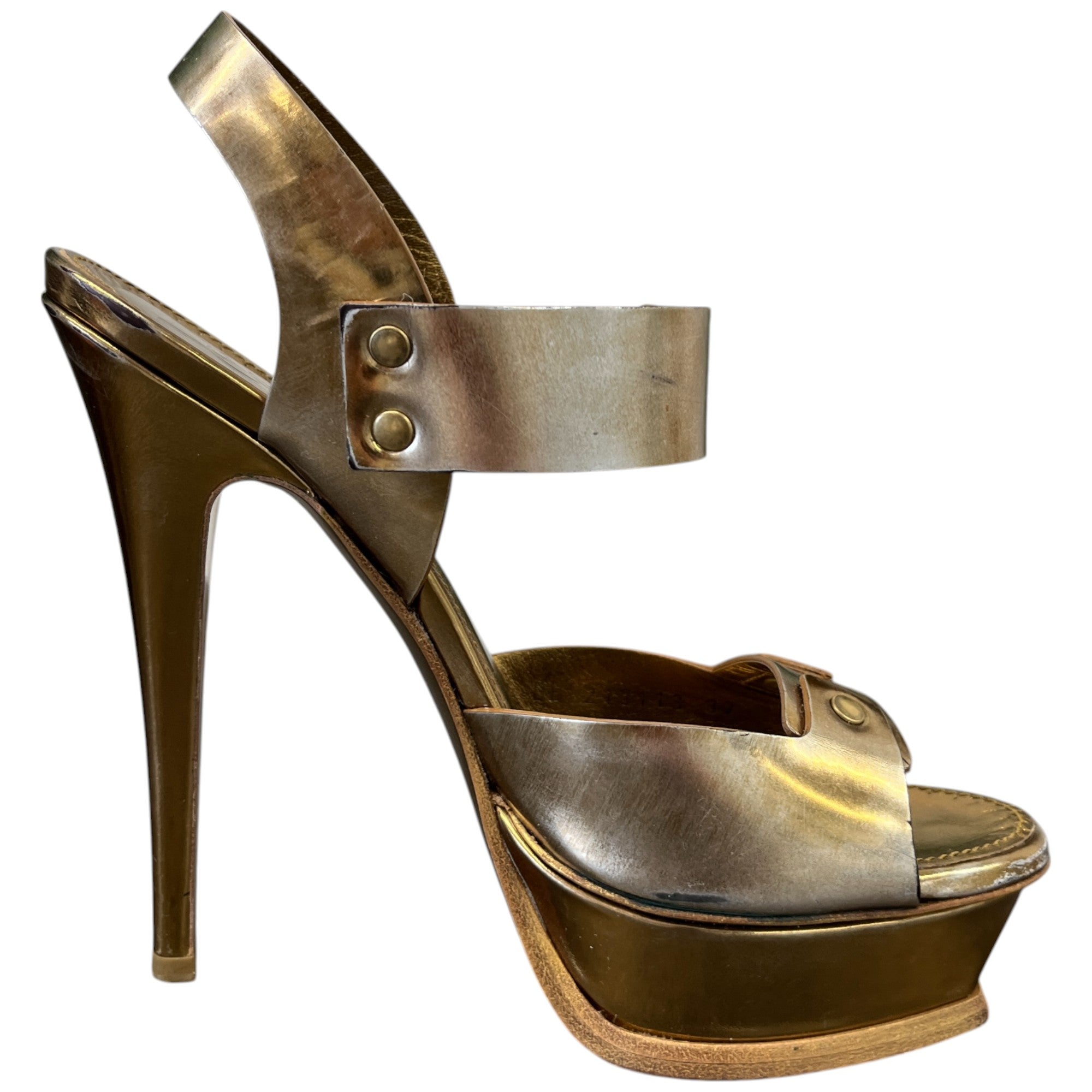 Women's Platform Slingback Heels Gold Size EU 37 / UK 4