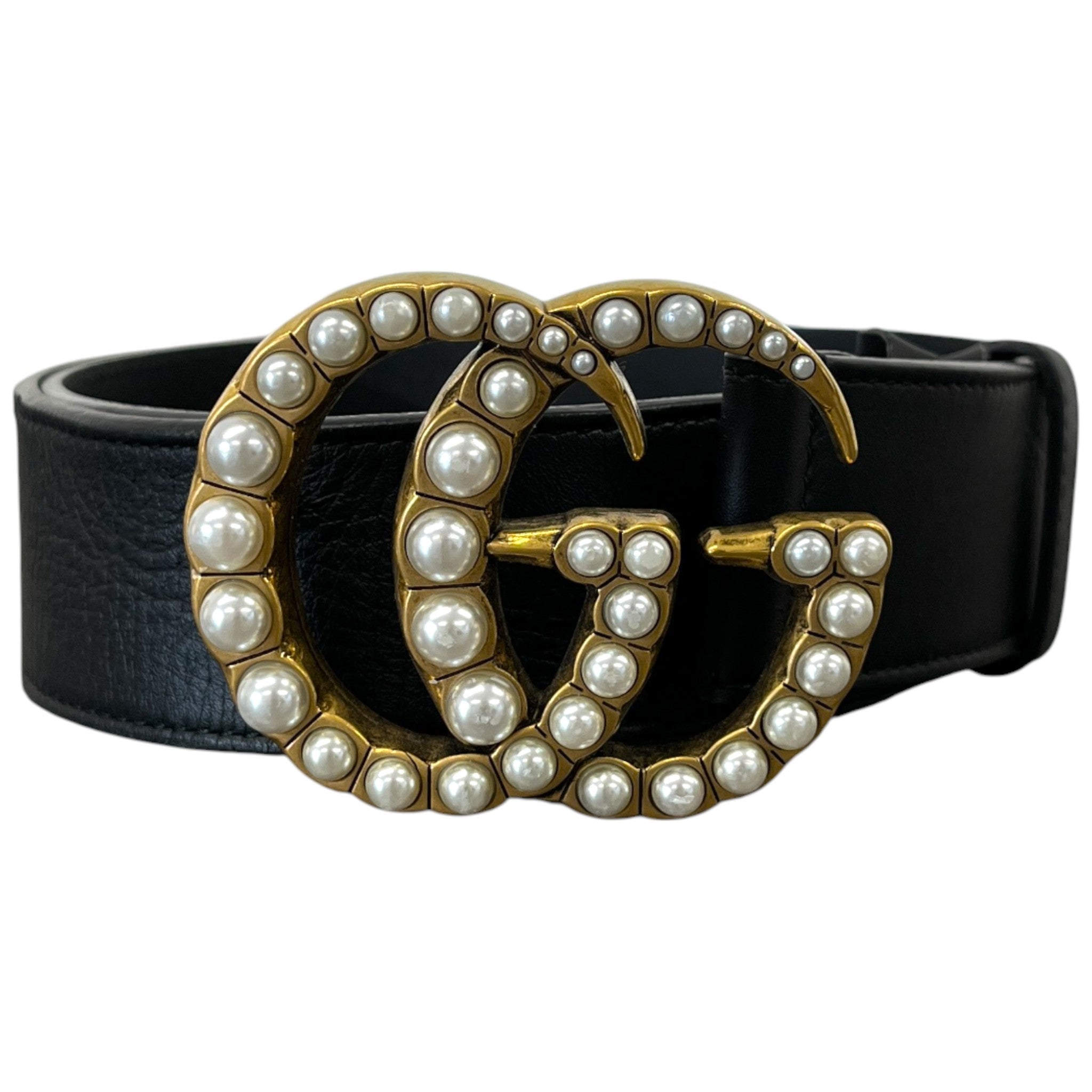 Women's Pearl Gg Marmont Belt Black Size 95cm / UK 14