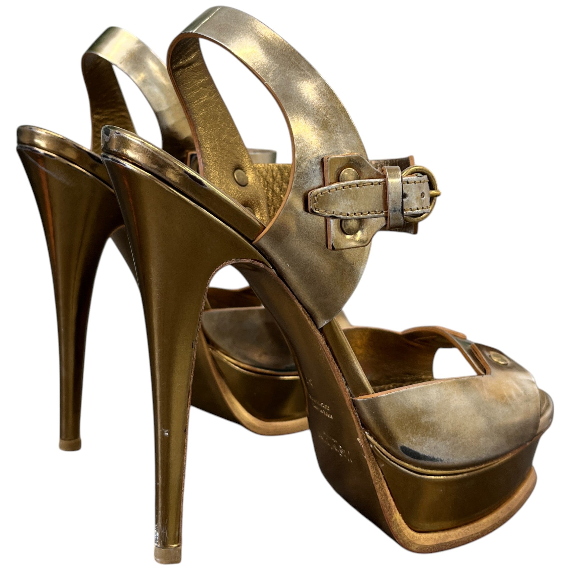 Women's Platform Slingback Heels Gold Size EU 37 / UK 4