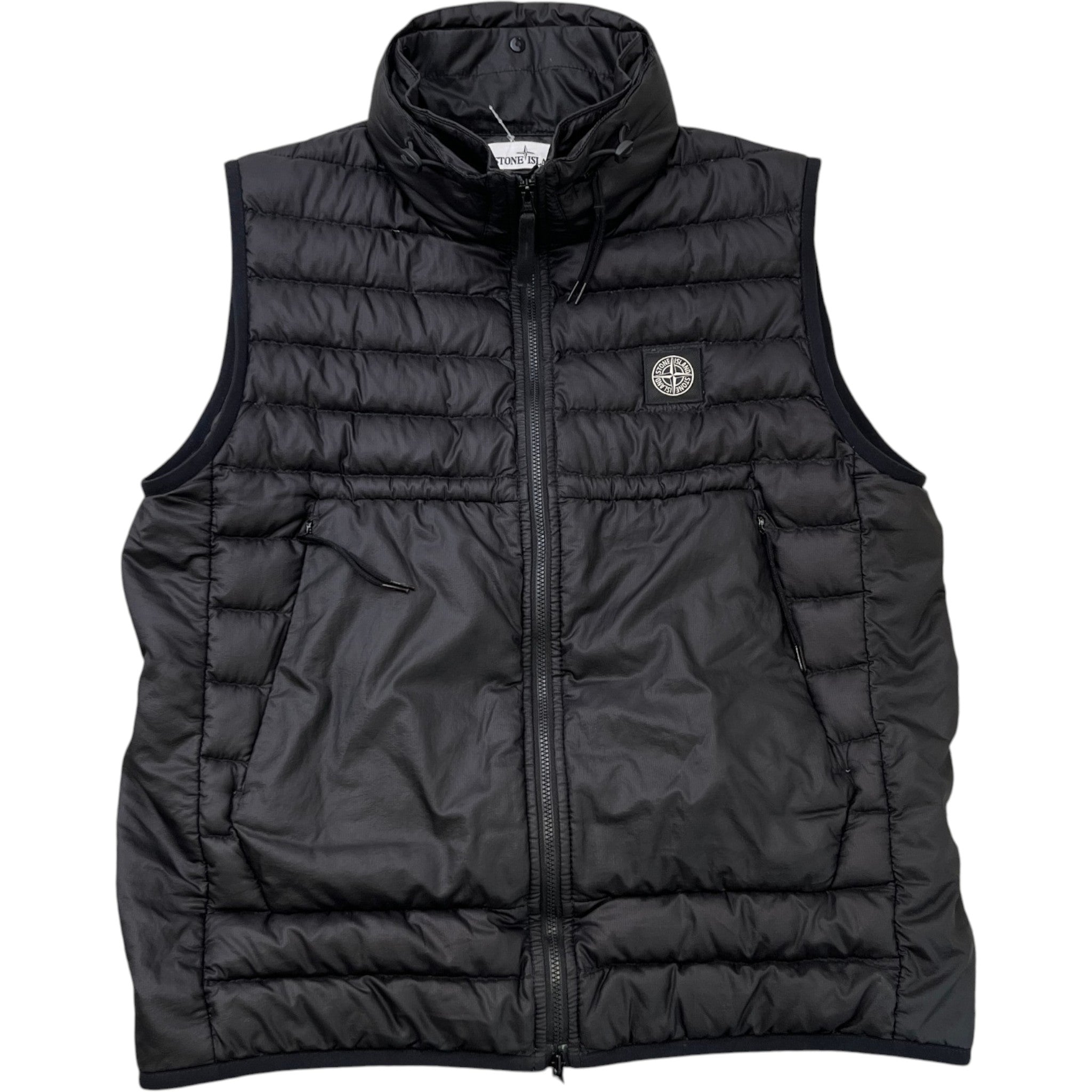 Men's Applique Logo Ripstop Gilet Black Size S