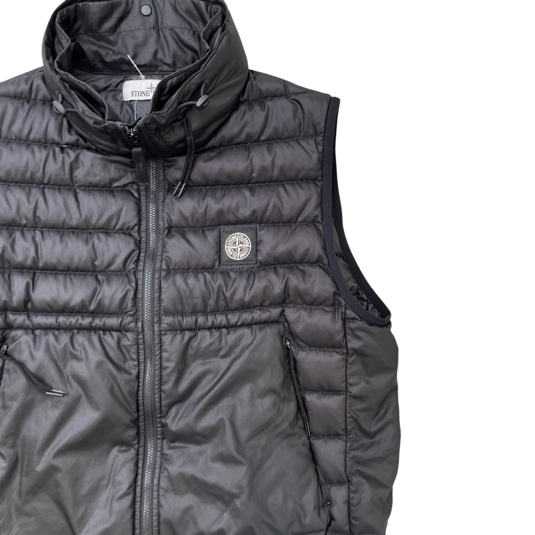 Men's Applique Logo Ripstop Gilet Black Size S