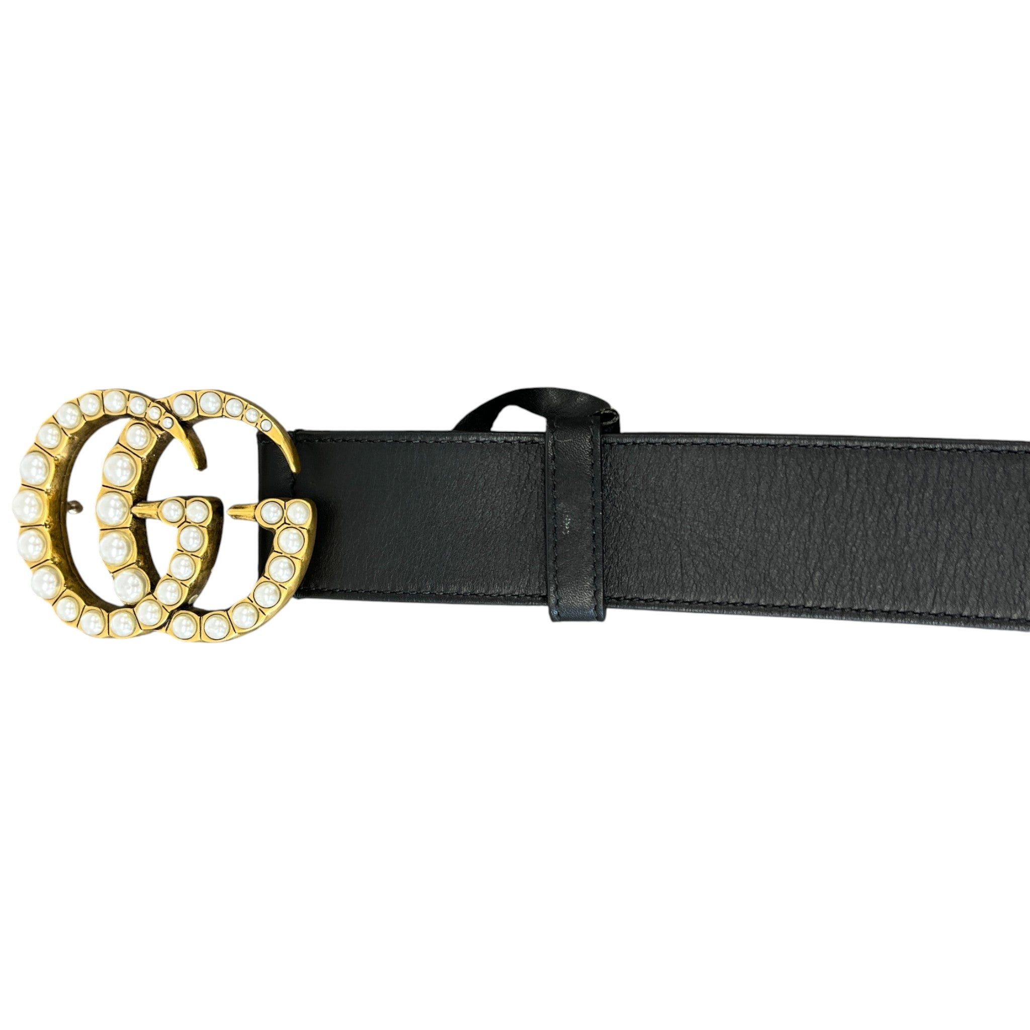 Women's Pearl Gg Marmont Belt Black Size 95cm / UK 14