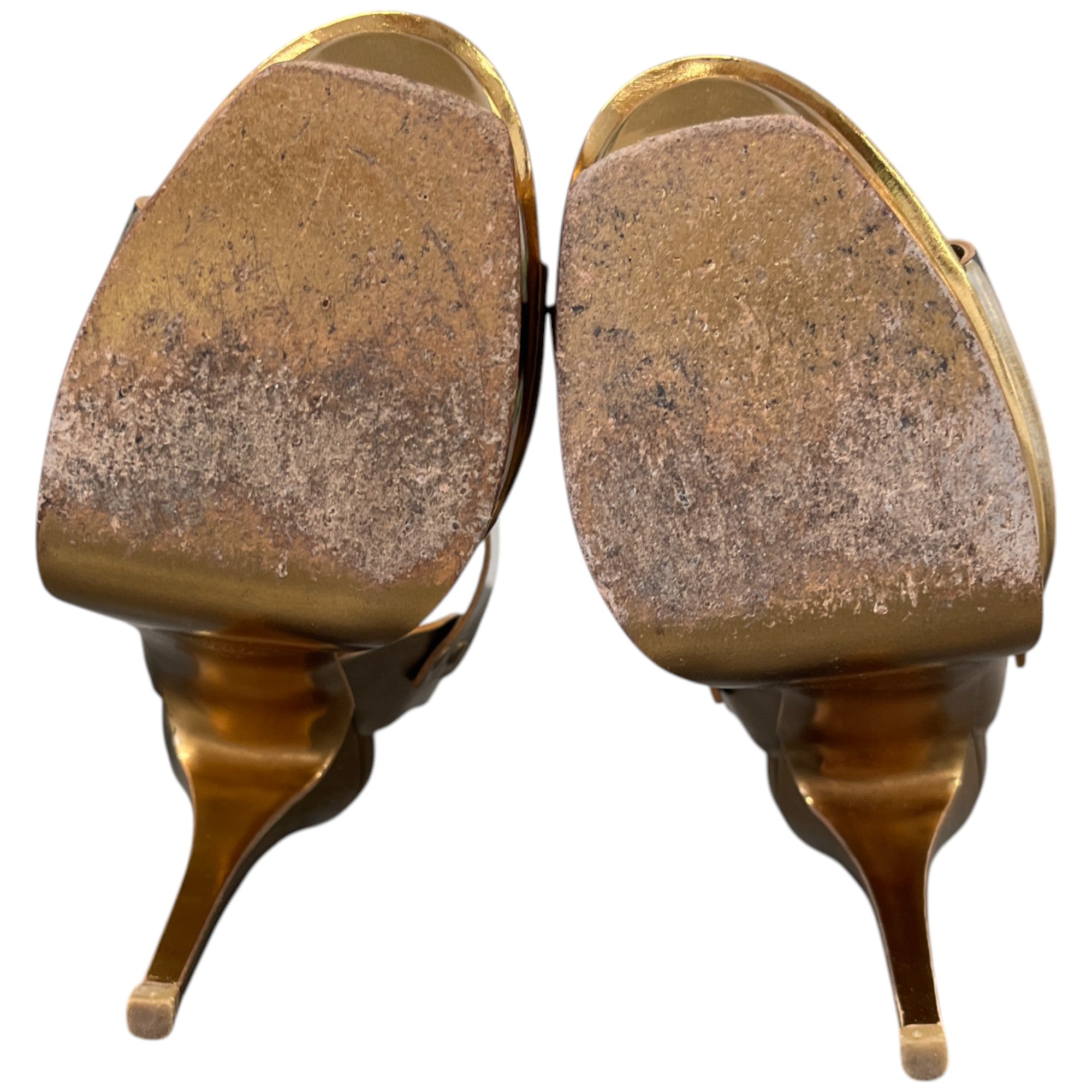 Women's Platform Slingback Heels Gold Size EU 37 / UK 4