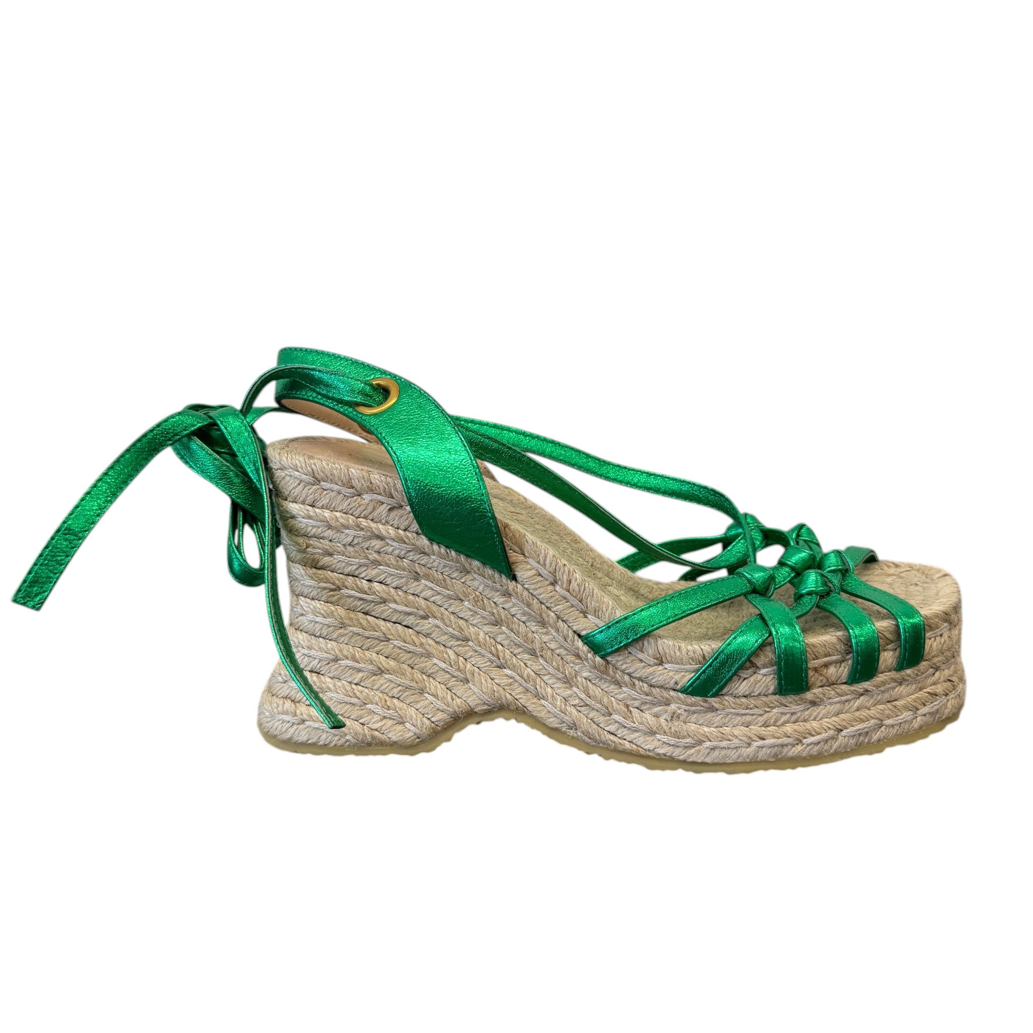 Women's Metallic Wedge Espadrilles Green Size EU 36.5 / UK 3.5