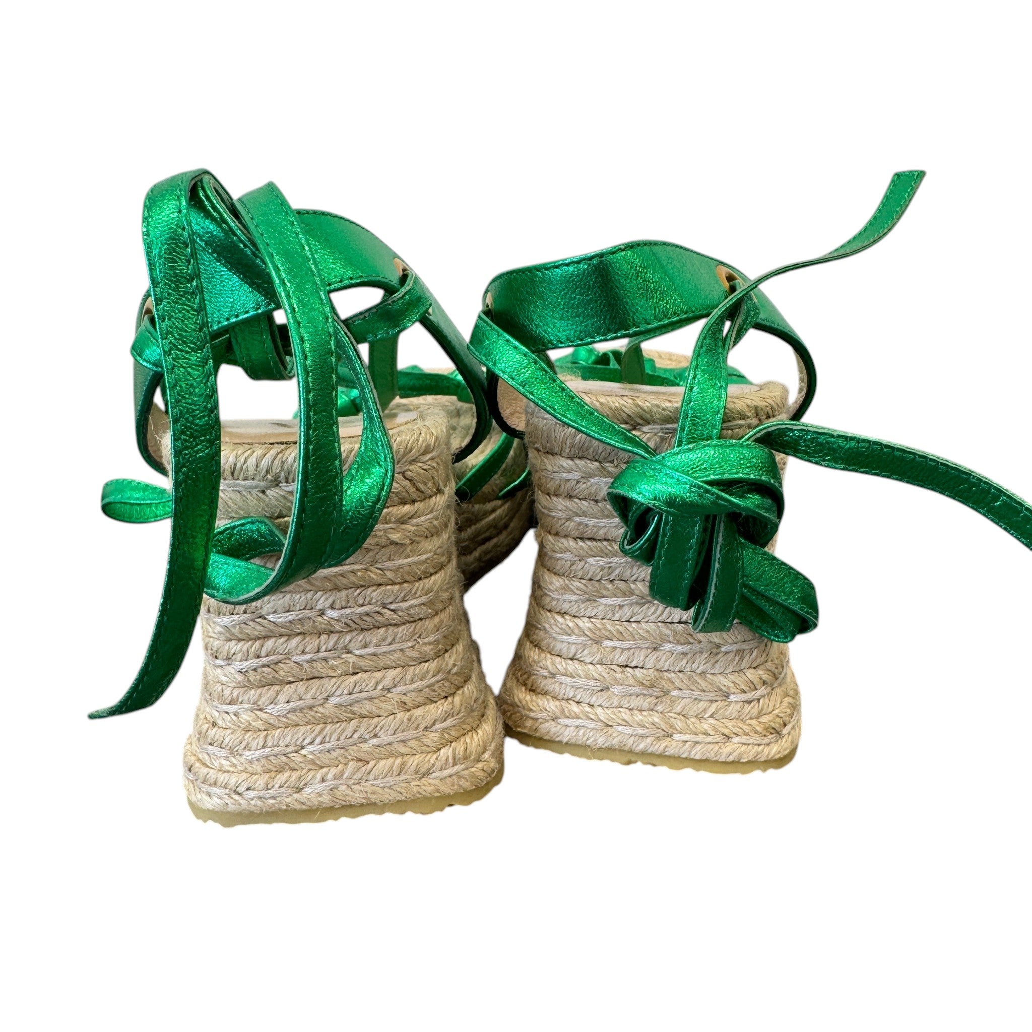 Women's Metallic Wedge Espadrilles Green Size EU 36.5 / UK 3.5