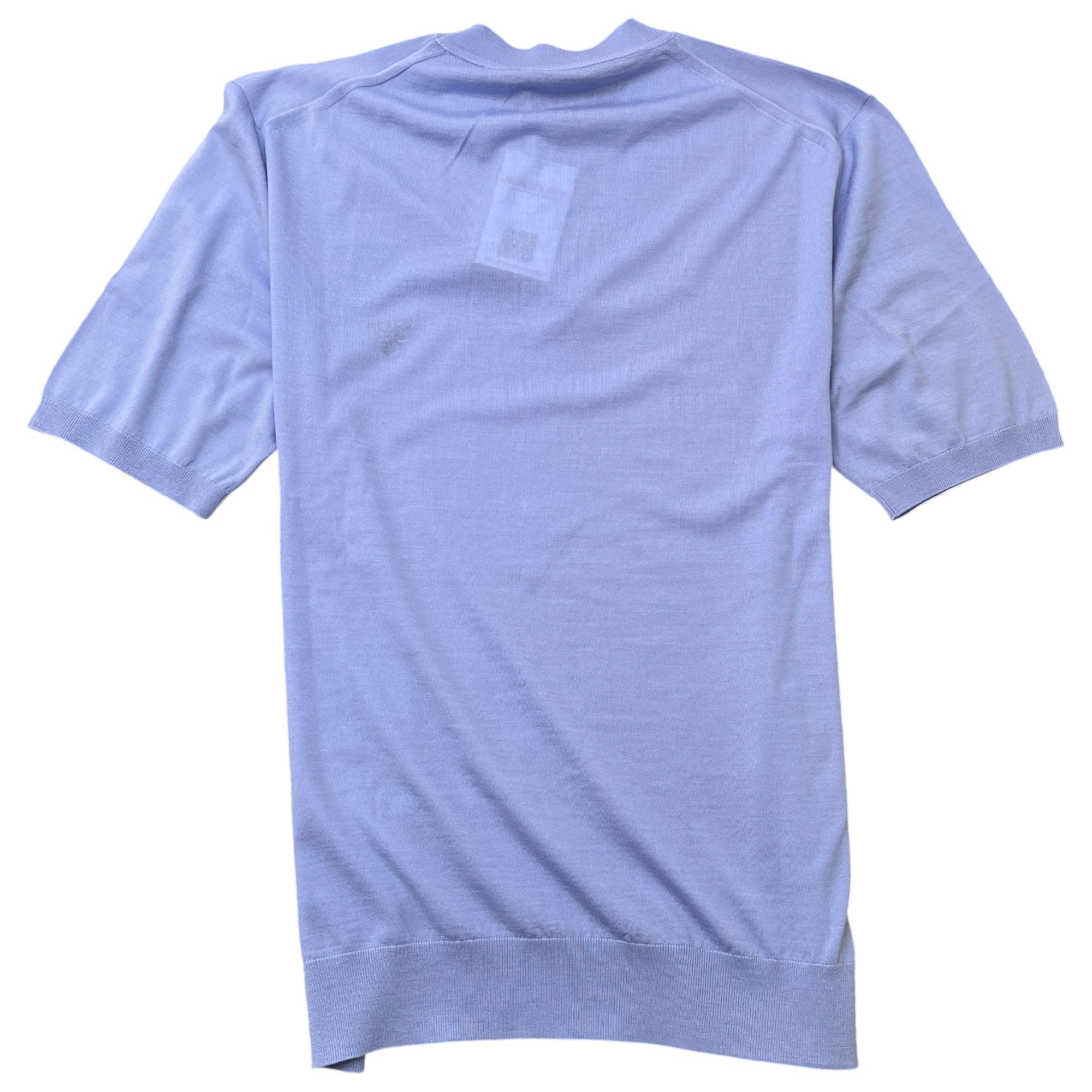 Men's Superfine Wool Embroidered Logo T-Shirt Blue Size IT 50 / UK L