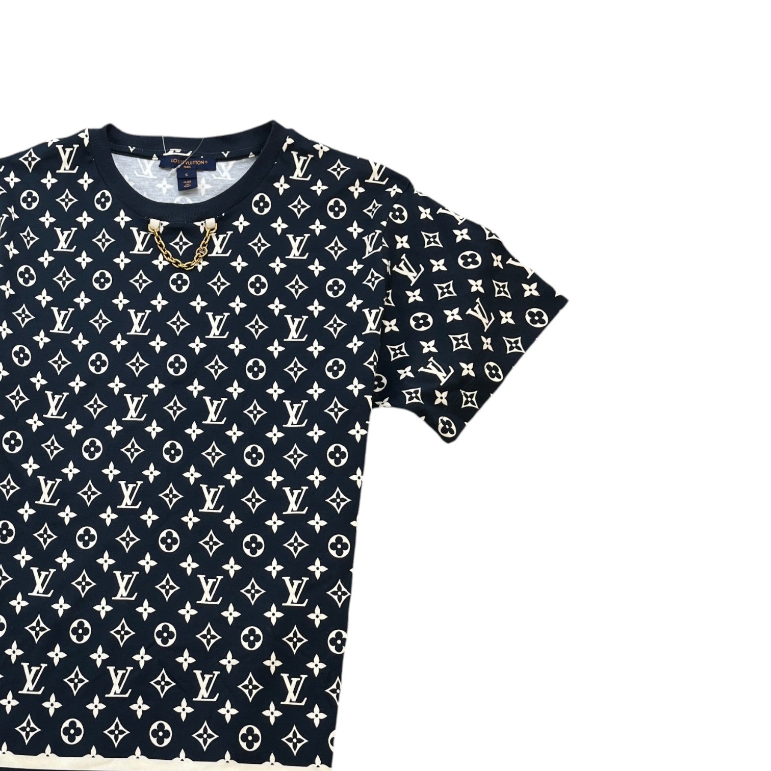 Women's Monogram Chain T-Shirt Navy Size S
