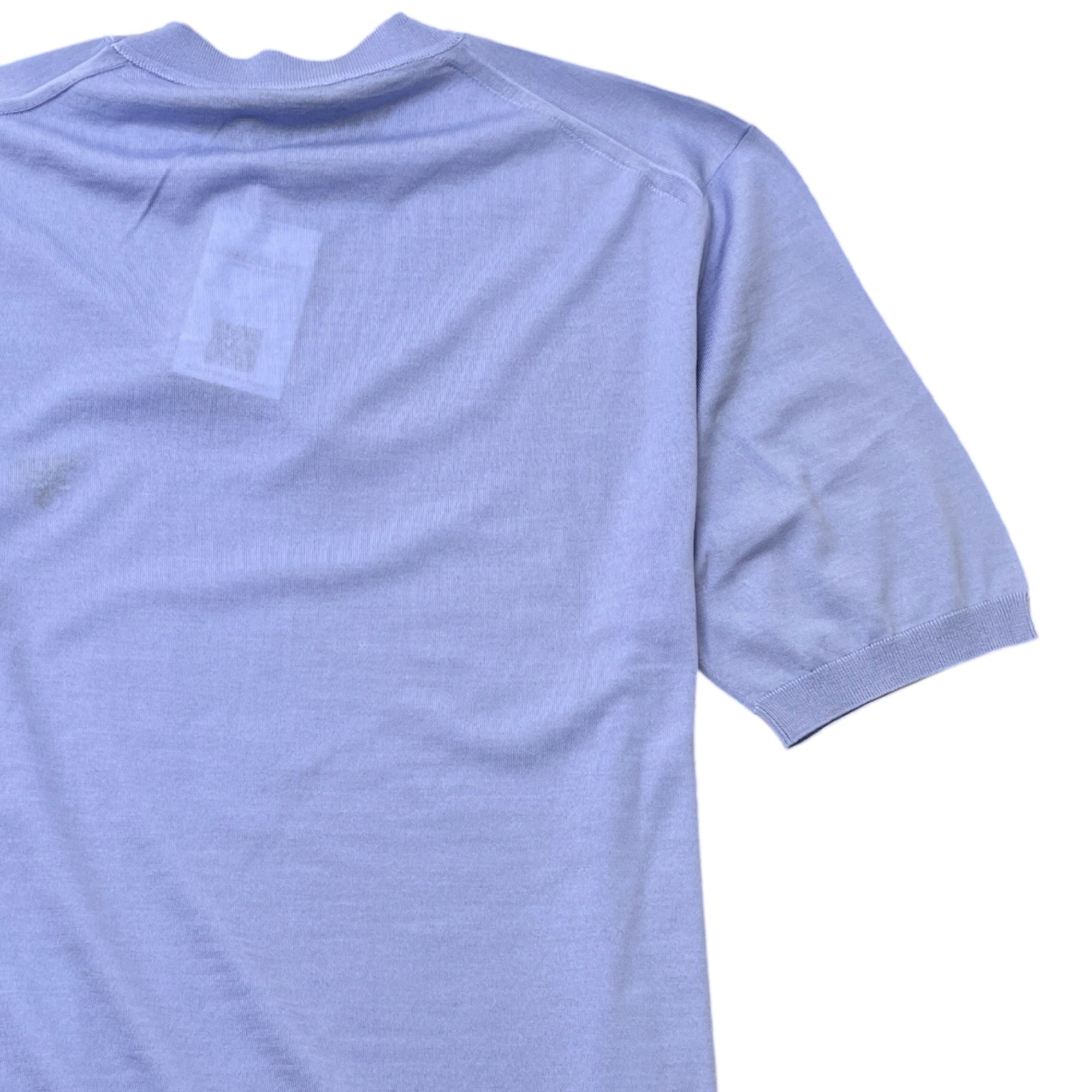 Men's Superfine Wool Embroidered Logo T-Shirt Blue Size IT 50 / UK L