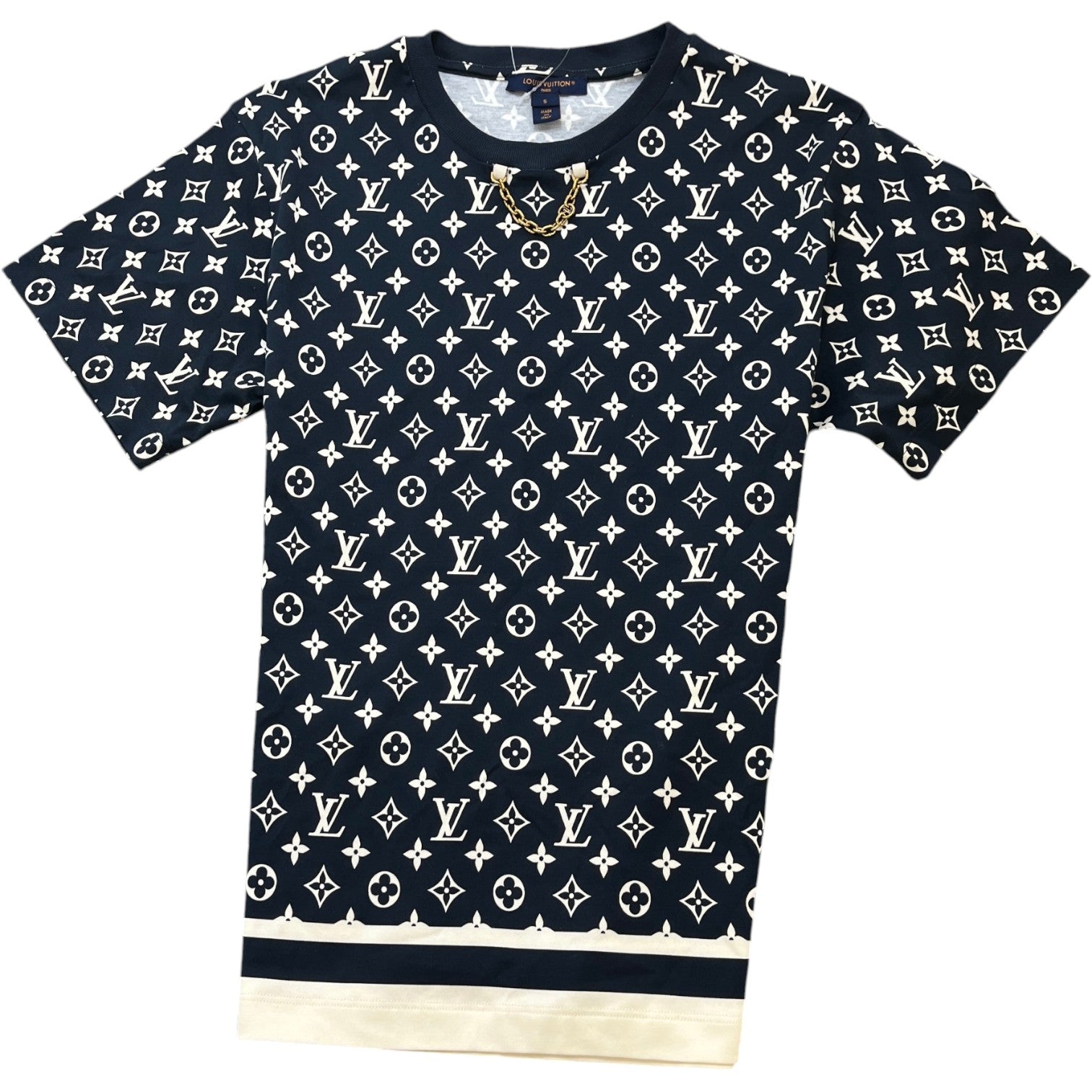 Women's Monogram Chain T-Shirt Navy Size S