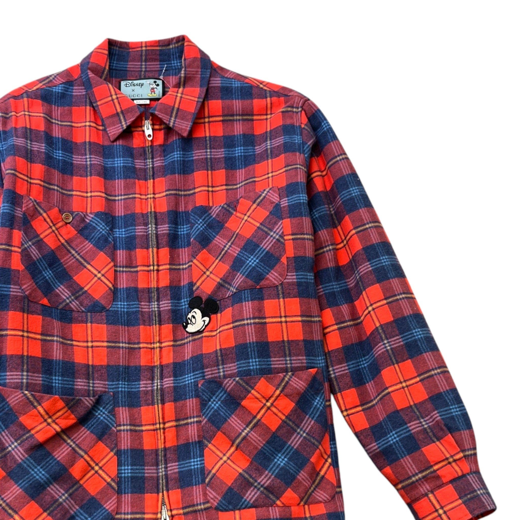 Men's X Disney Mickey Mouse Checkered Flannel Jacket Red Size IT 50 / L
