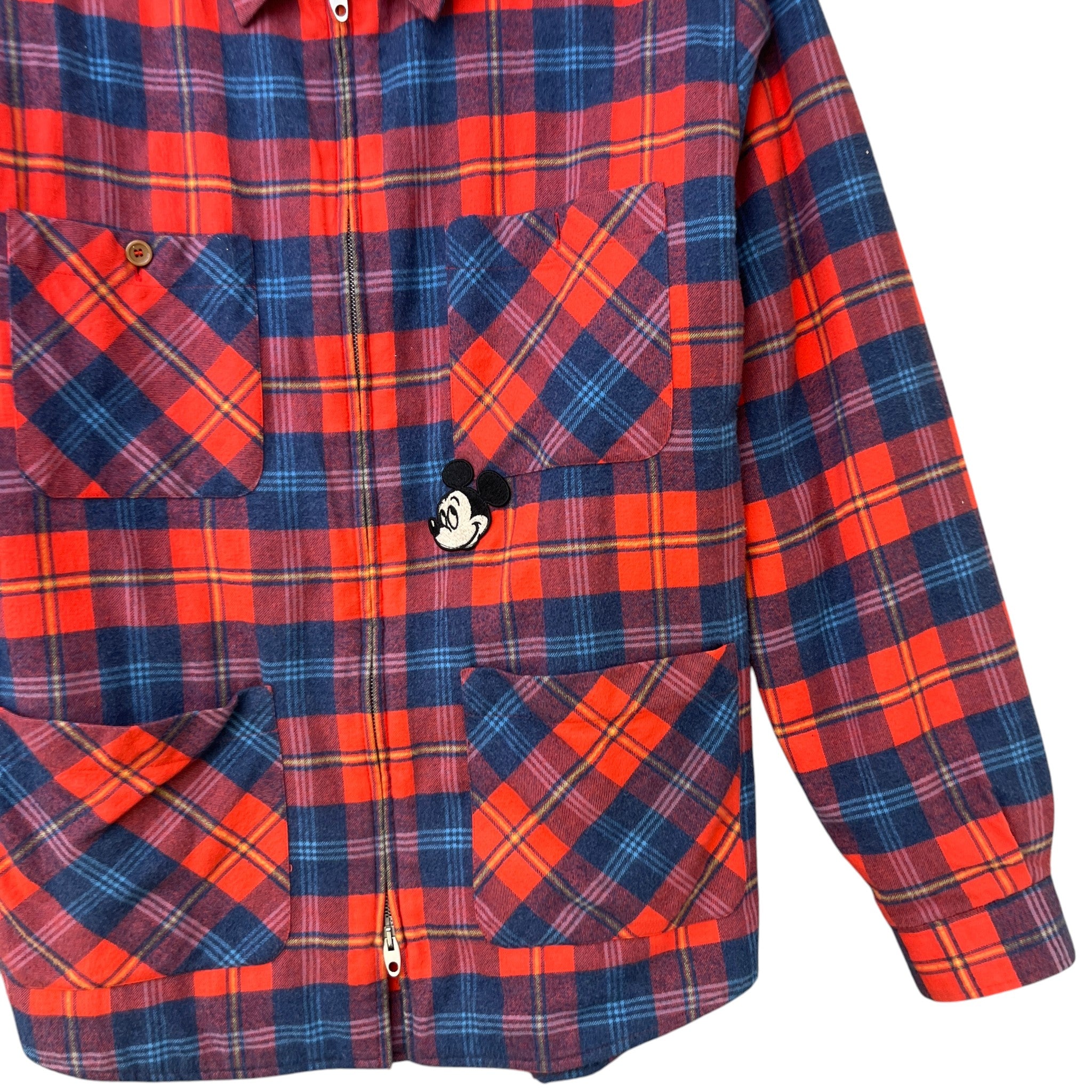Men's X Disney Mickey Mouse Checkered Flannel Jacket Red Size IT 50 / L