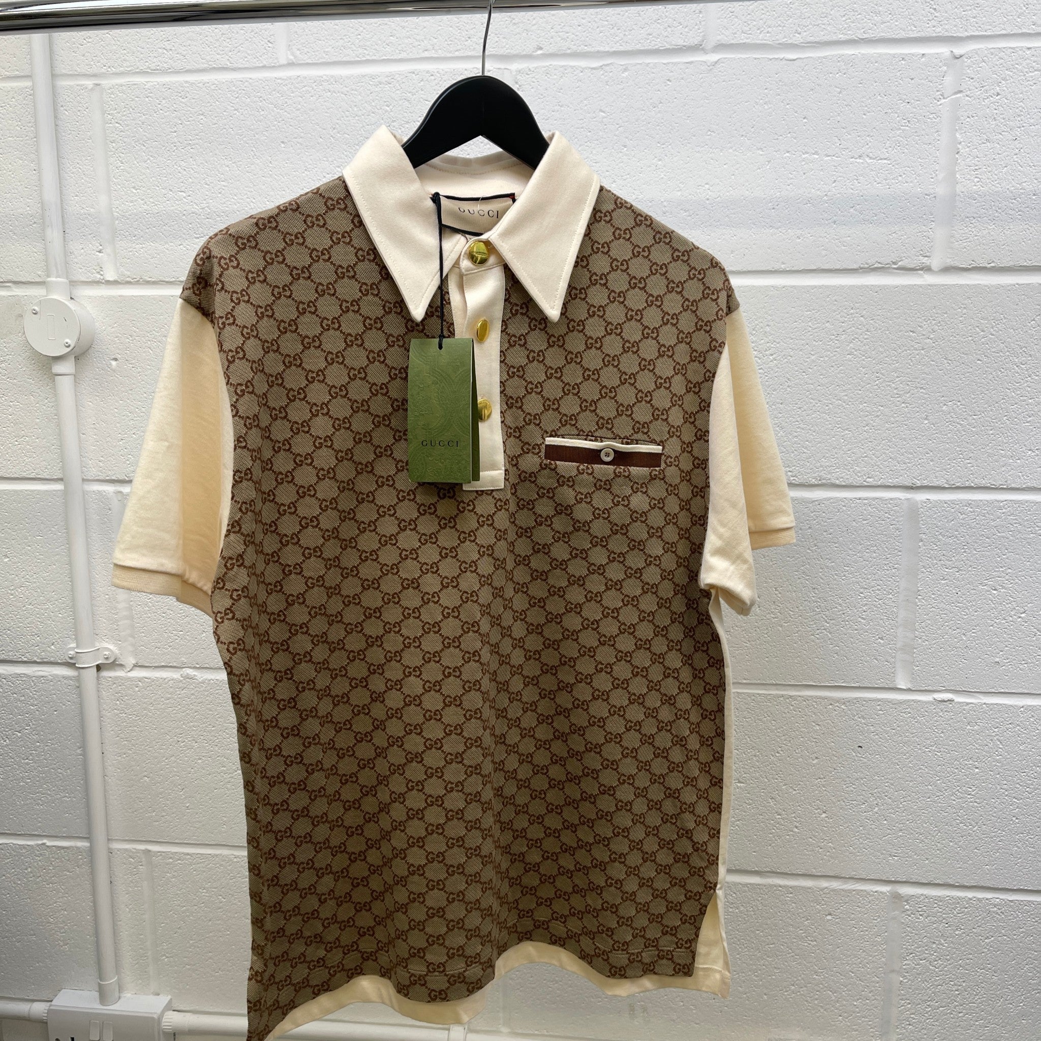 Men's Gg Supreme Polo Shirt Beige Size M