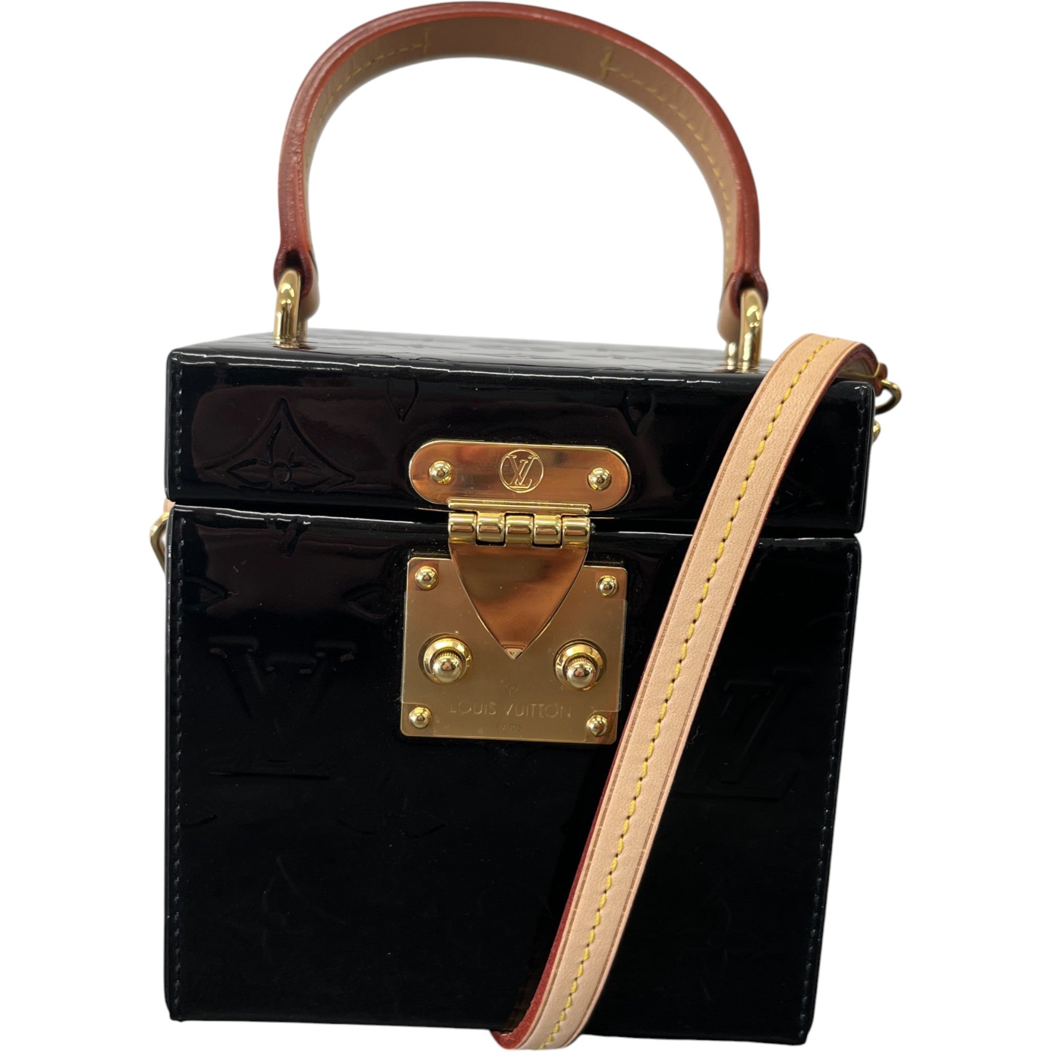 Men's Vernis Leather Bleecker Box Bag Black
