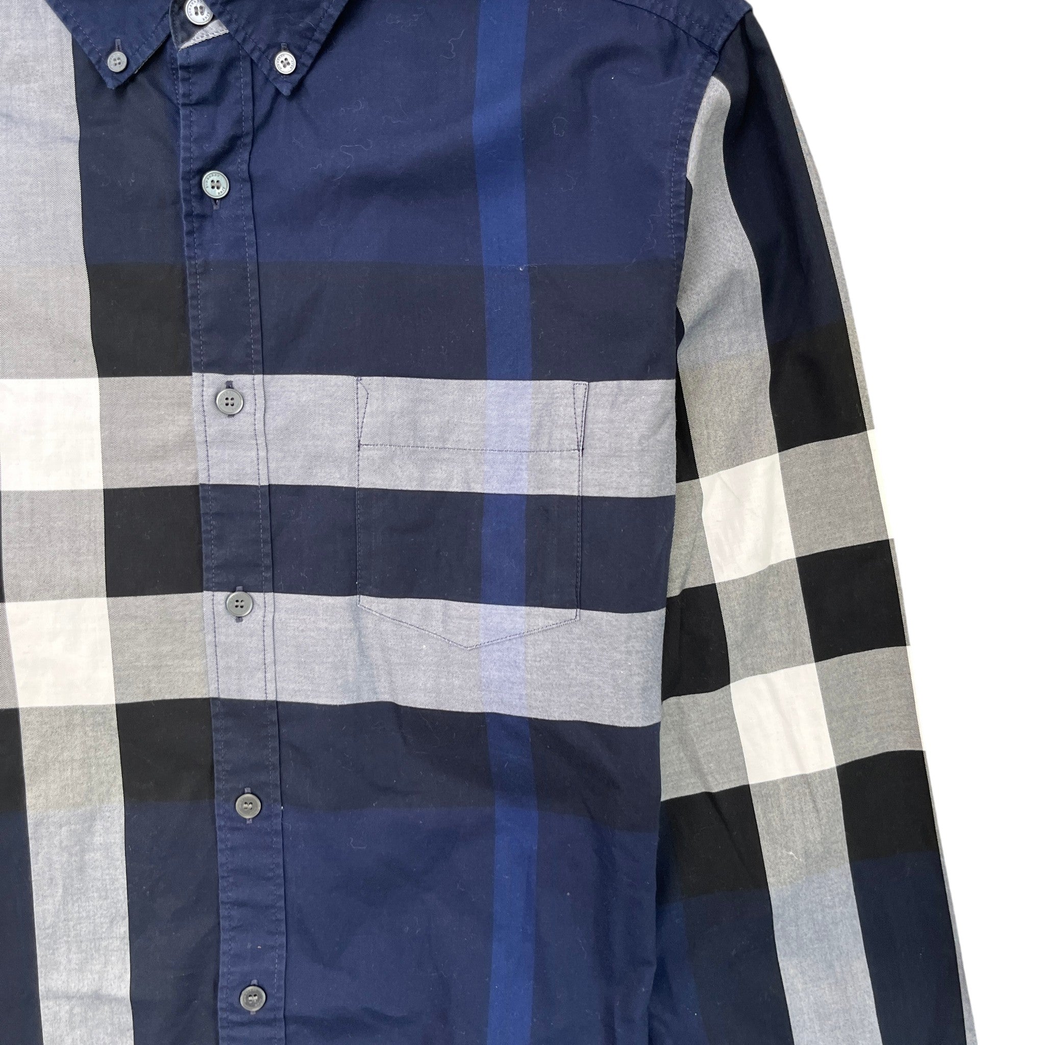Men's Check Print Long Sleeve Shirt Navy Size L