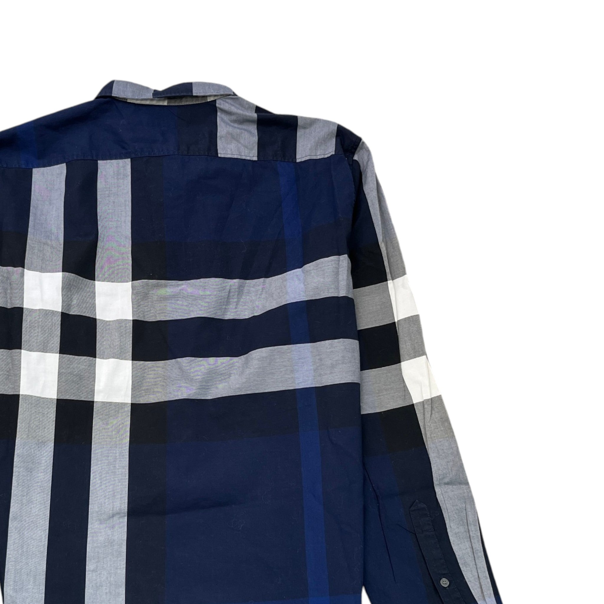 Men's Check Print Long Sleeve Shirt Navy Size L