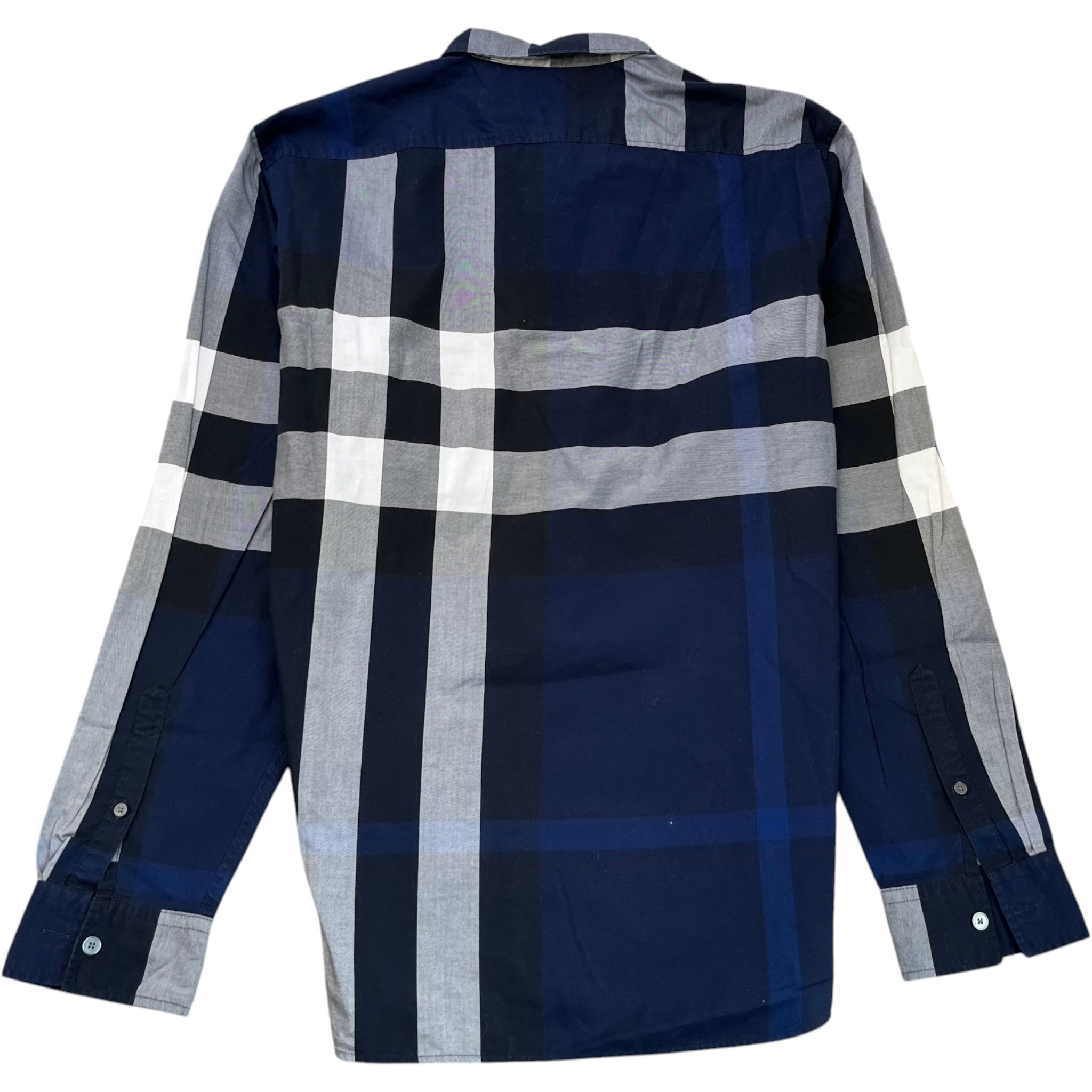 Men's Check Print Long Sleeve Shirt Navy Size L