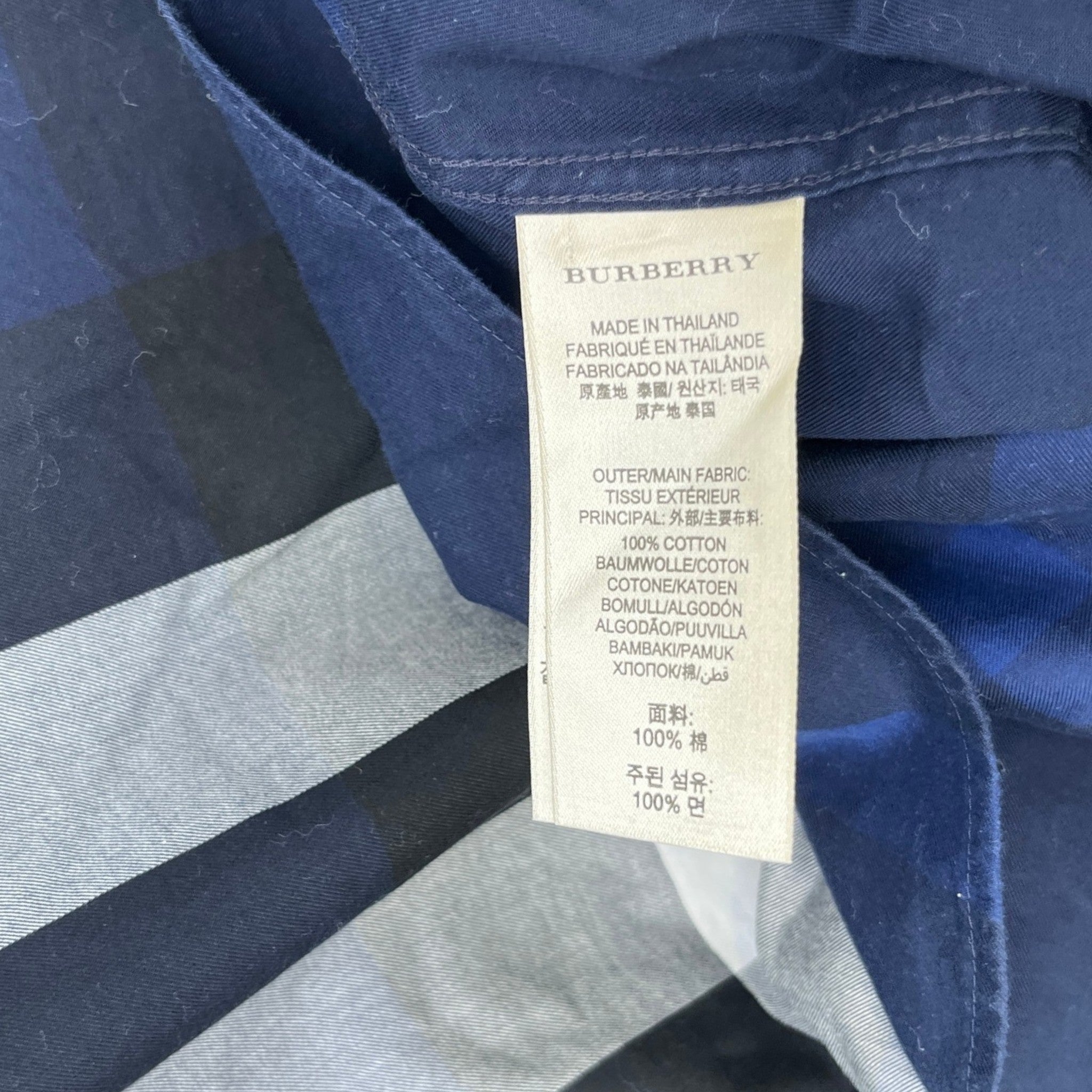 Men's Check Print Long Sleeve Shirt Navy Size L