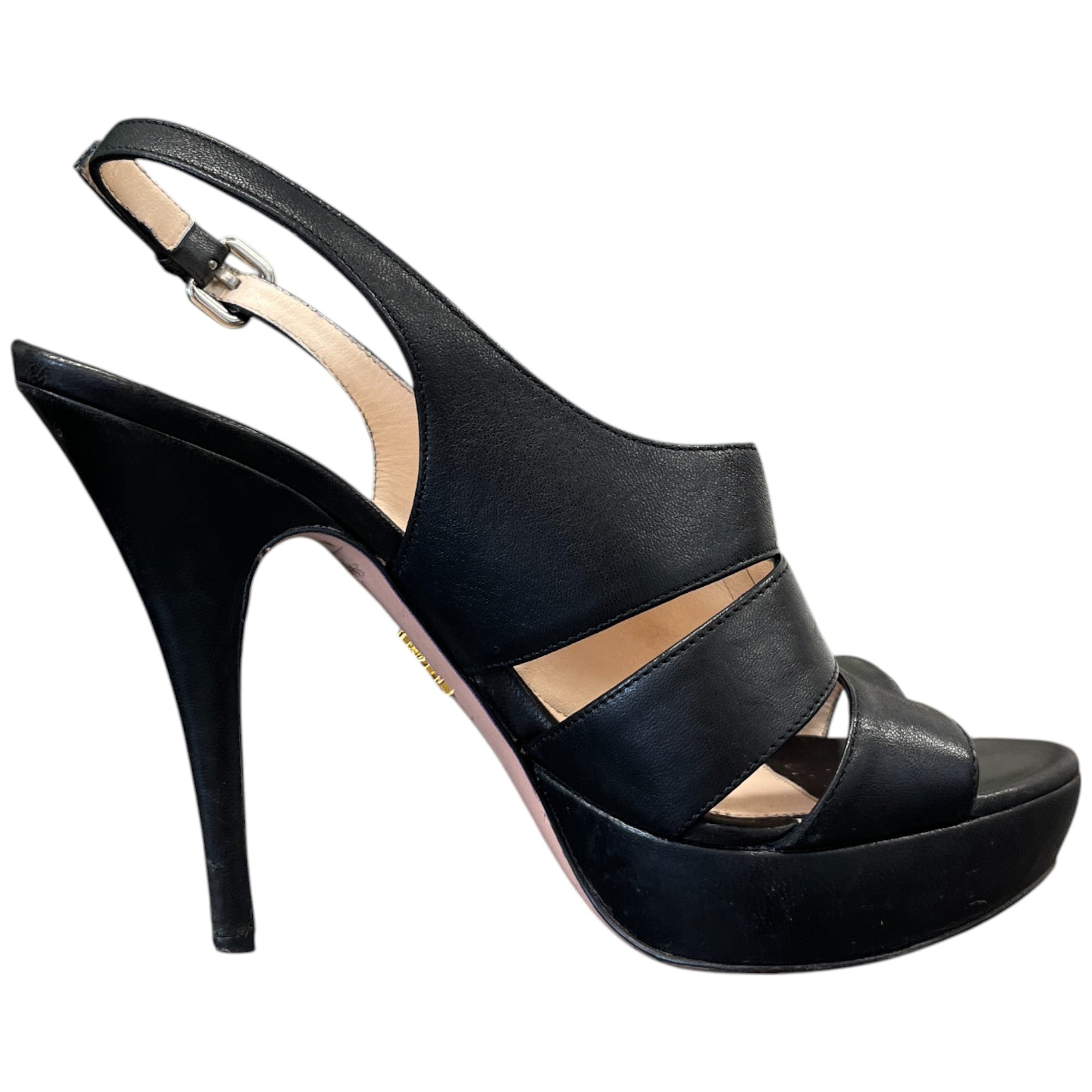 Women's Cross Strap Platform Heels Black Size EU 38.5 / UK 5.5