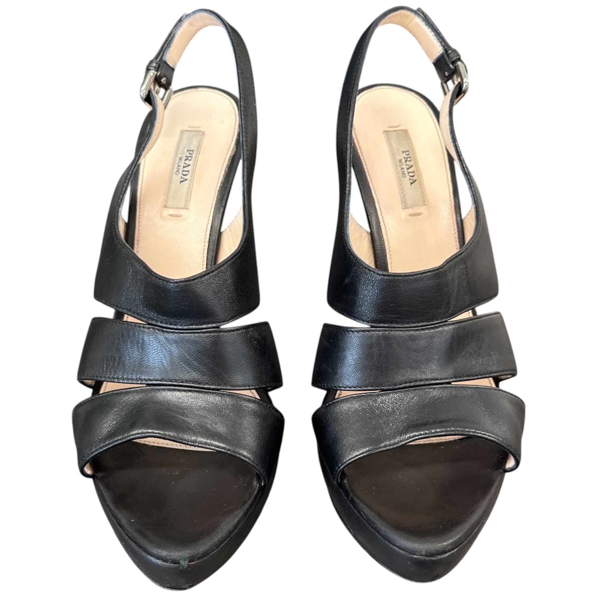 Women's Cross Strap Platform Heels Black Size EU 38.5 / UK 5.5