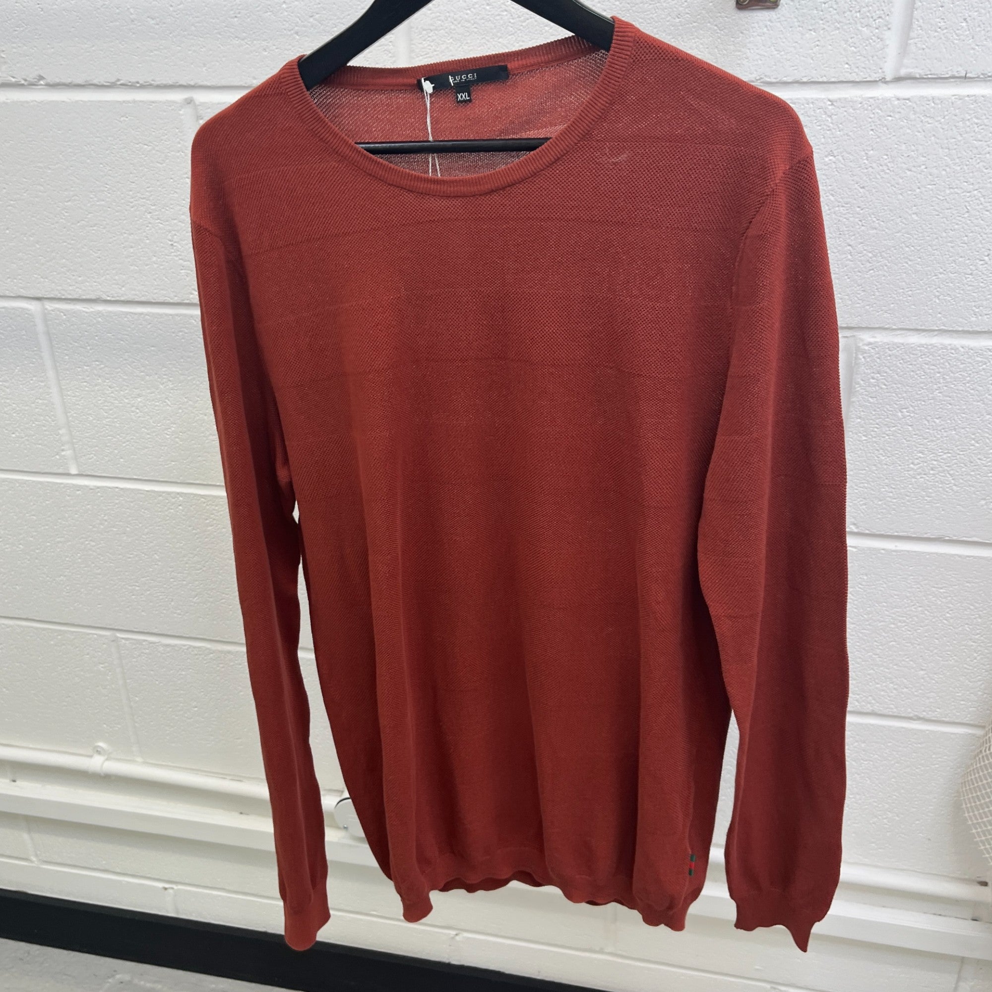 Men's Knitted Jumper Burnt Orange Size XXL