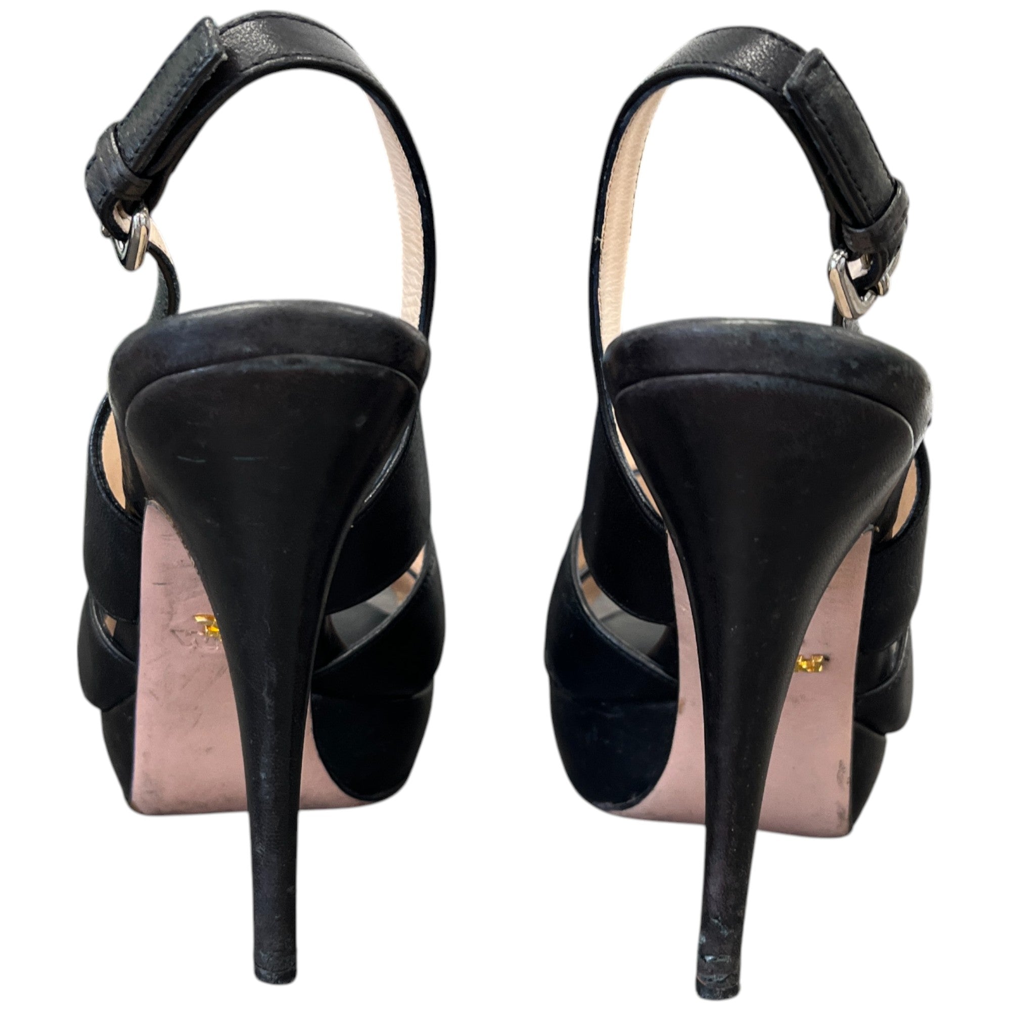 Women's Cross Strap Platform Heels Black Size EU 38.5 / UK 5.5