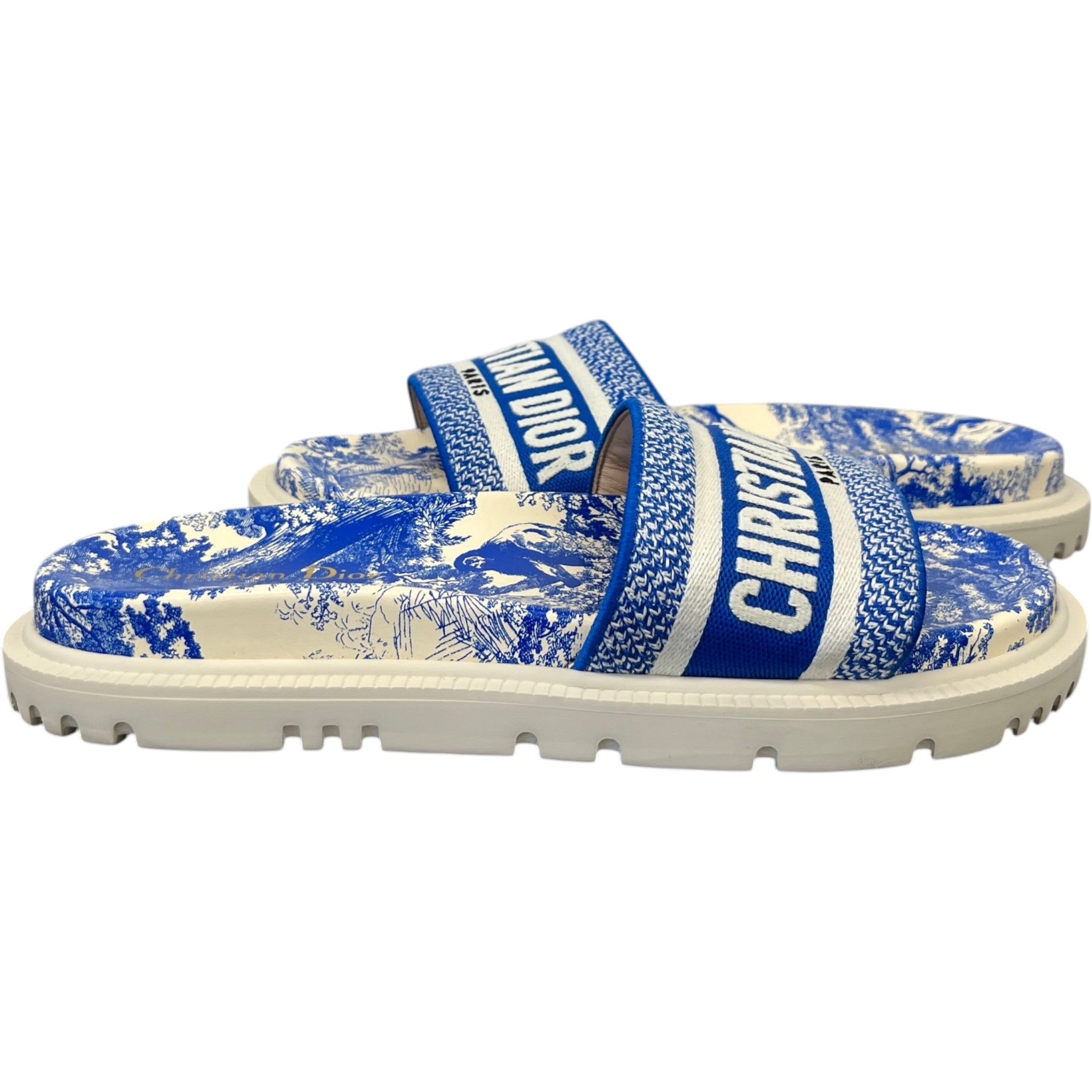 Women's Dway Toile De Jouy Slides Blue Size EU 39.5 / UK 6.5