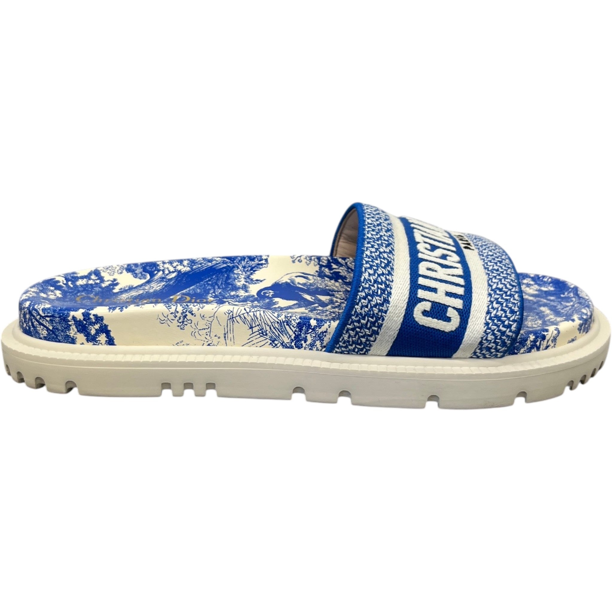 Women's Dway Toile De Jouy Slides Blue Size EU 39.5 / UK 6.5