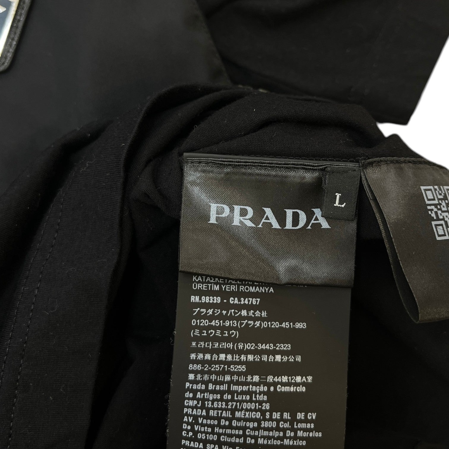 Men's Re-Nylon Plaque Logo T-Shirt Black Size L