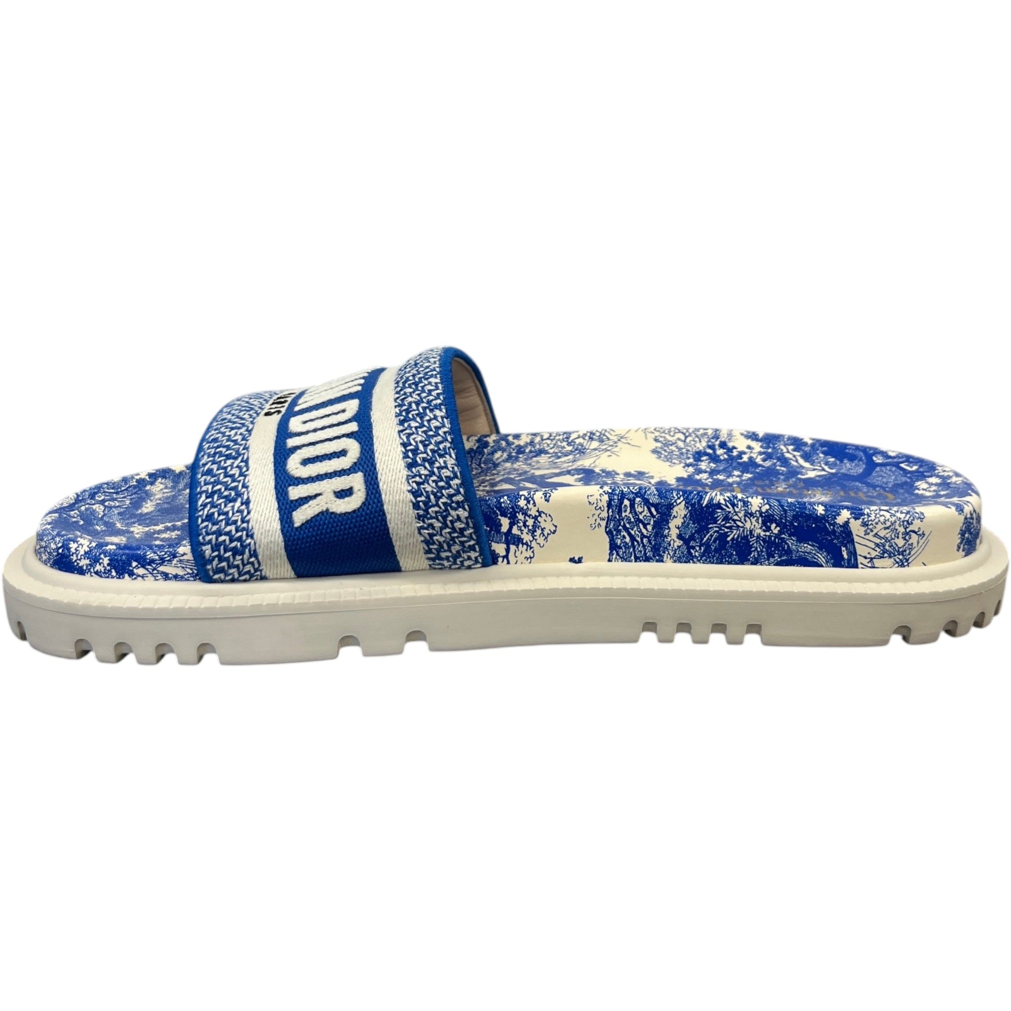 Women's Dway Toile De Jouy Slides Blue Size EU 39.5 / UK 6.5