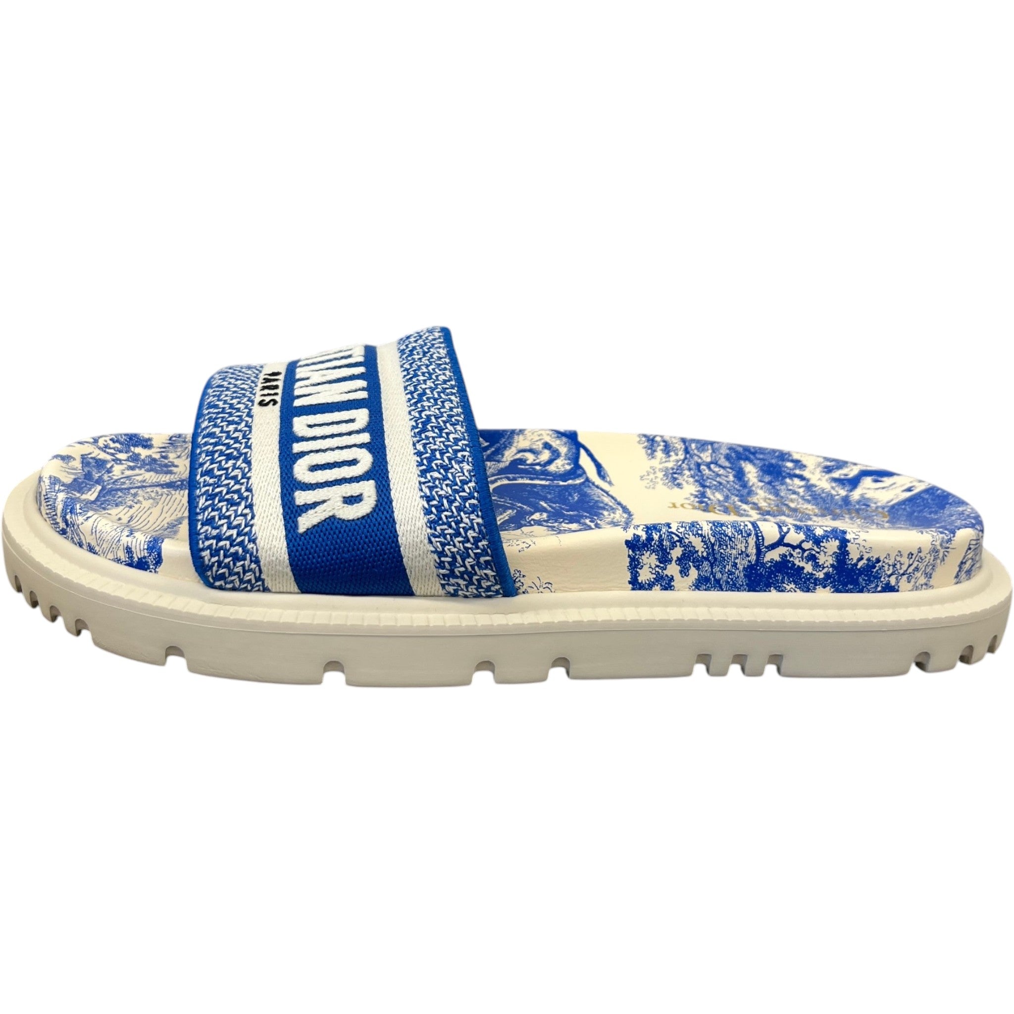 Women's Dway Toile De Jouy Slides Blue Size EU 39.5 / UK 6.5