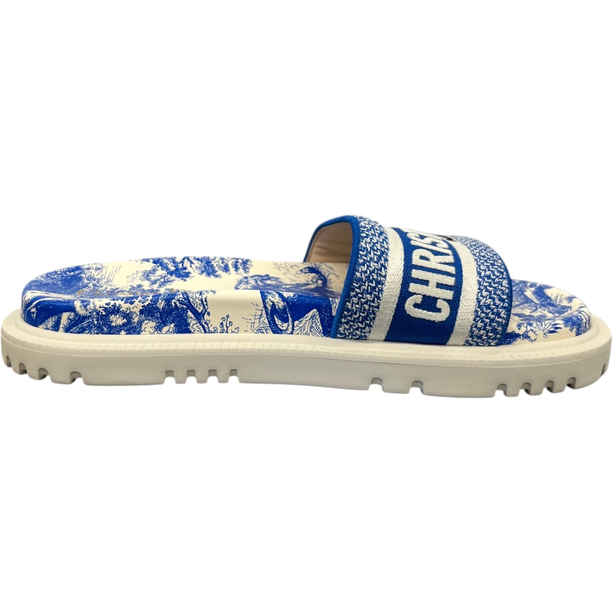 Women's Dway Toile De Jouy Slides Blue Size EU 39.5 / UK 6.5