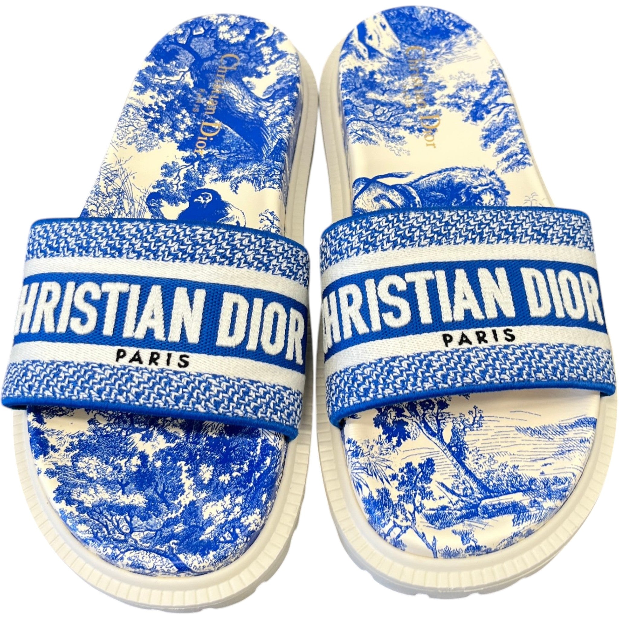 Women's Dway Toile De Jouy Slides Blue Size EU 39.5 / UK 6.5
