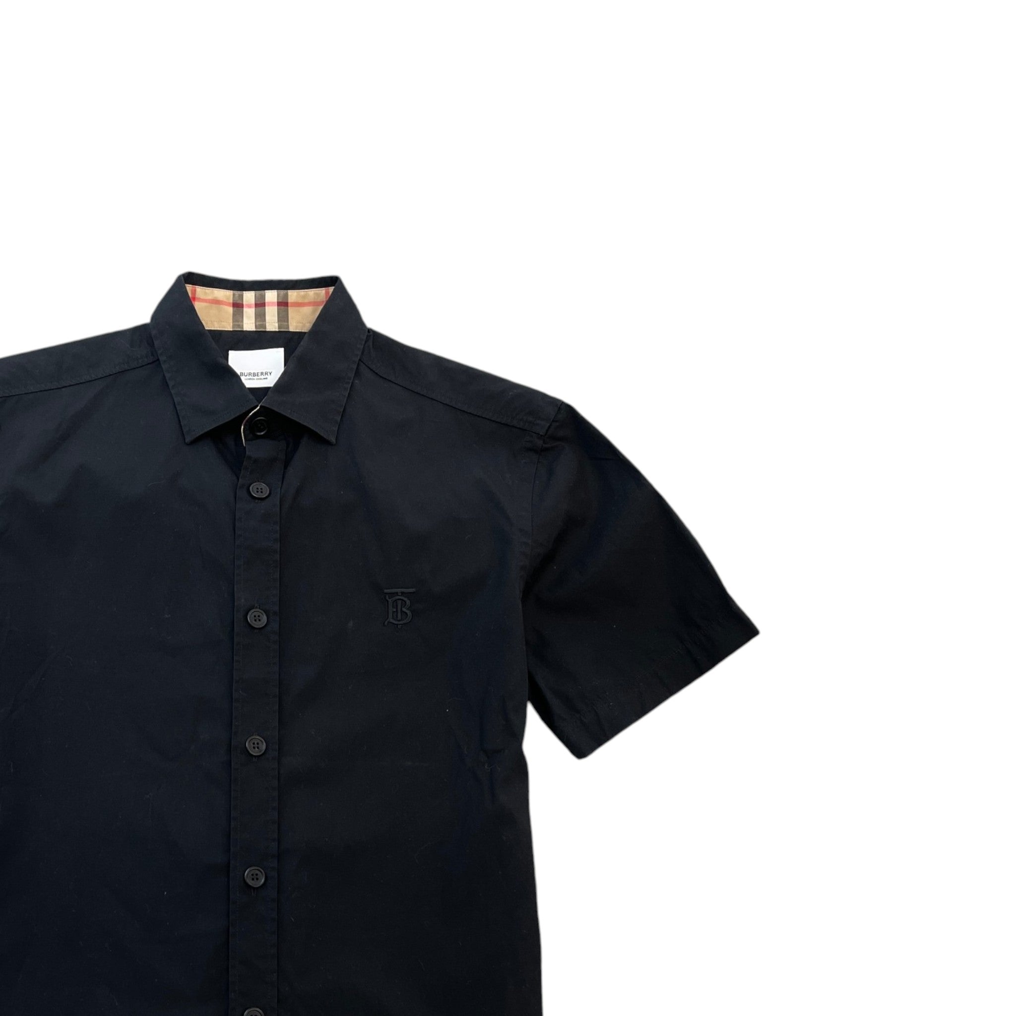 Men's Embroidered Logo Short Sleeve Shirt Black Size S