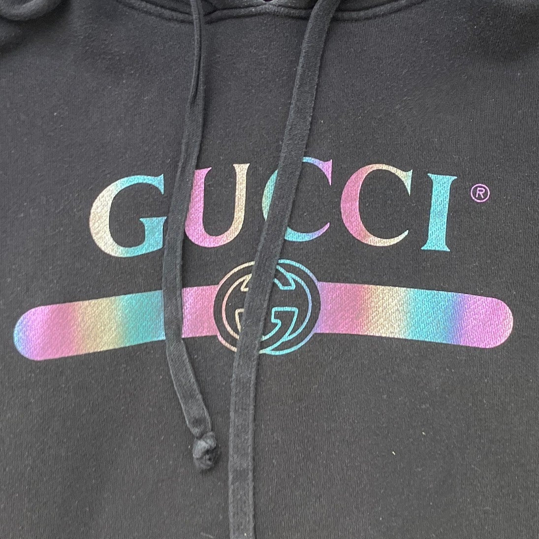 Men's Logo Print Hoodie Black Size XS