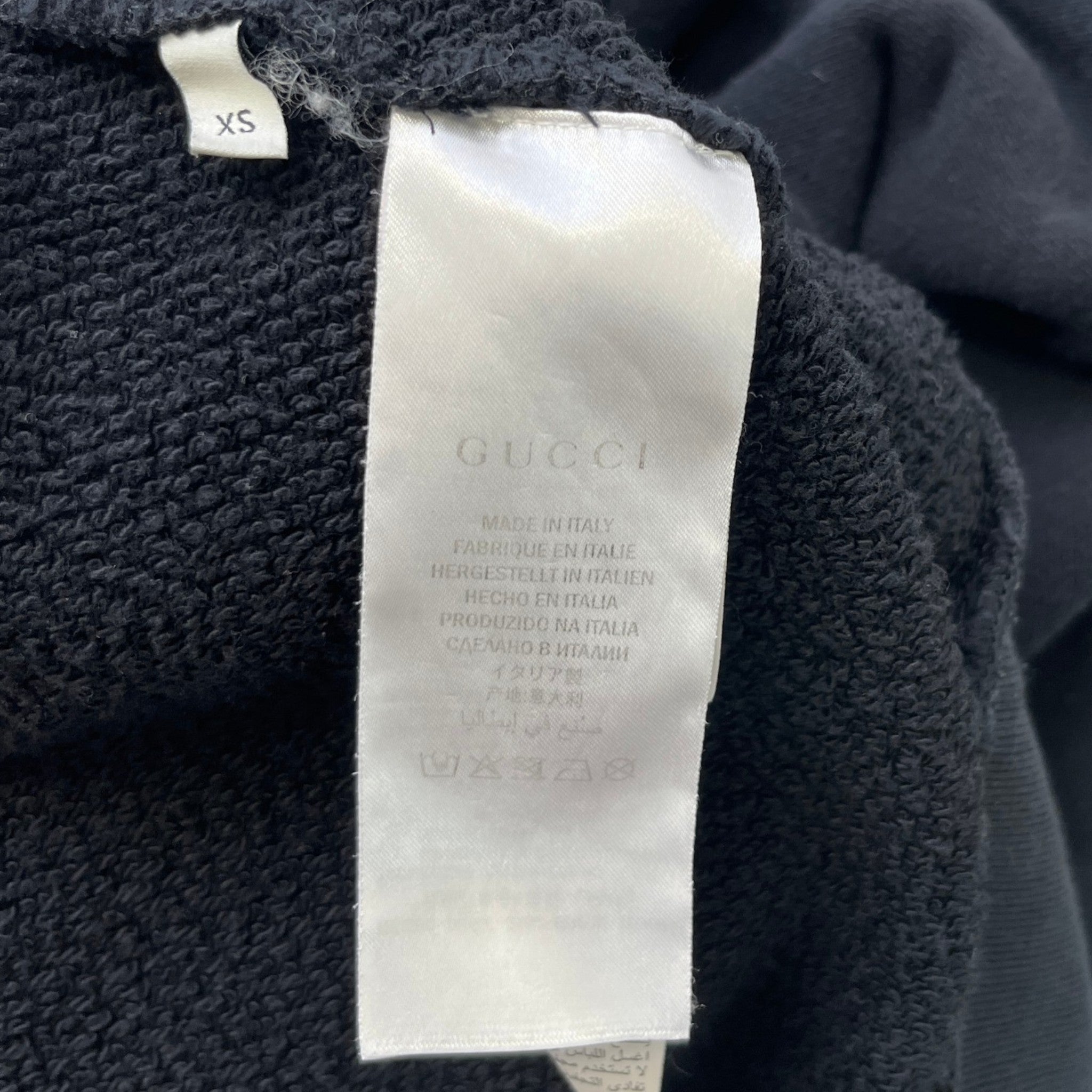 Men's Logo Print Hoodie Black Size XS