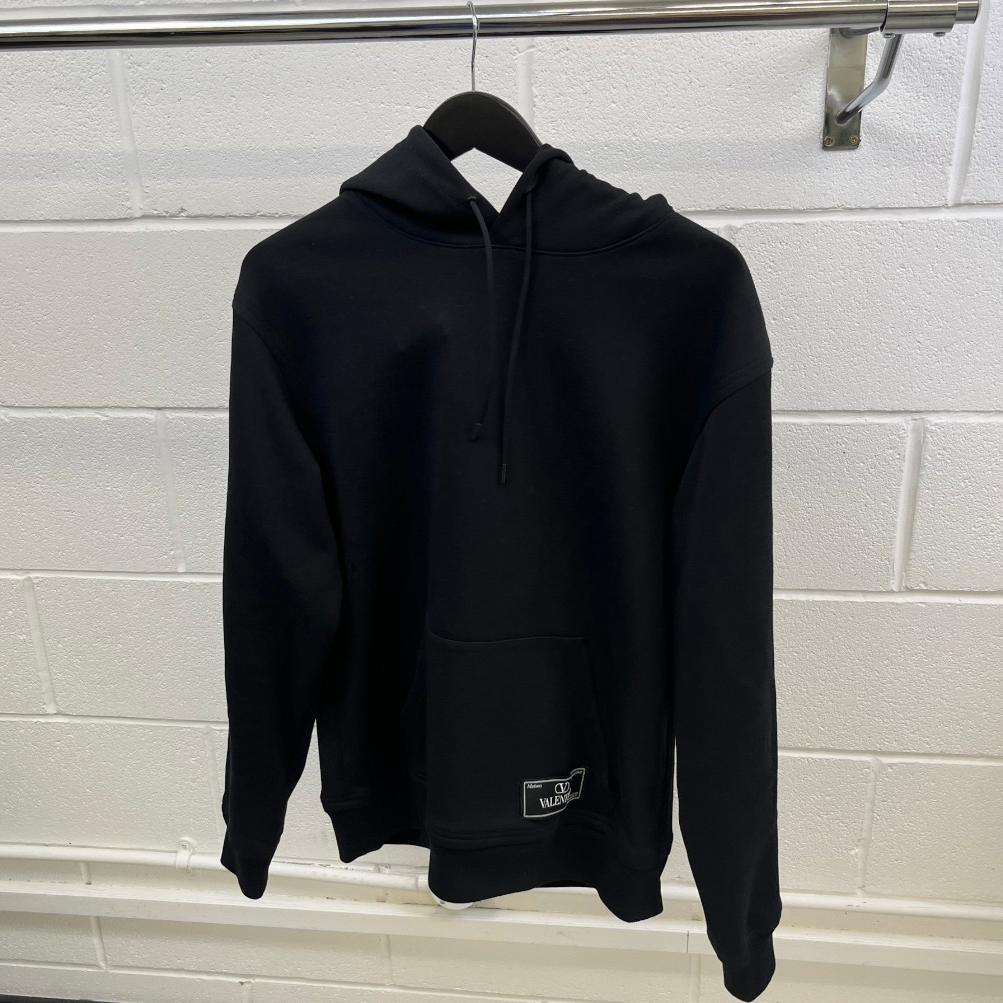 Men's Logo Patch Hoodie Black Size M