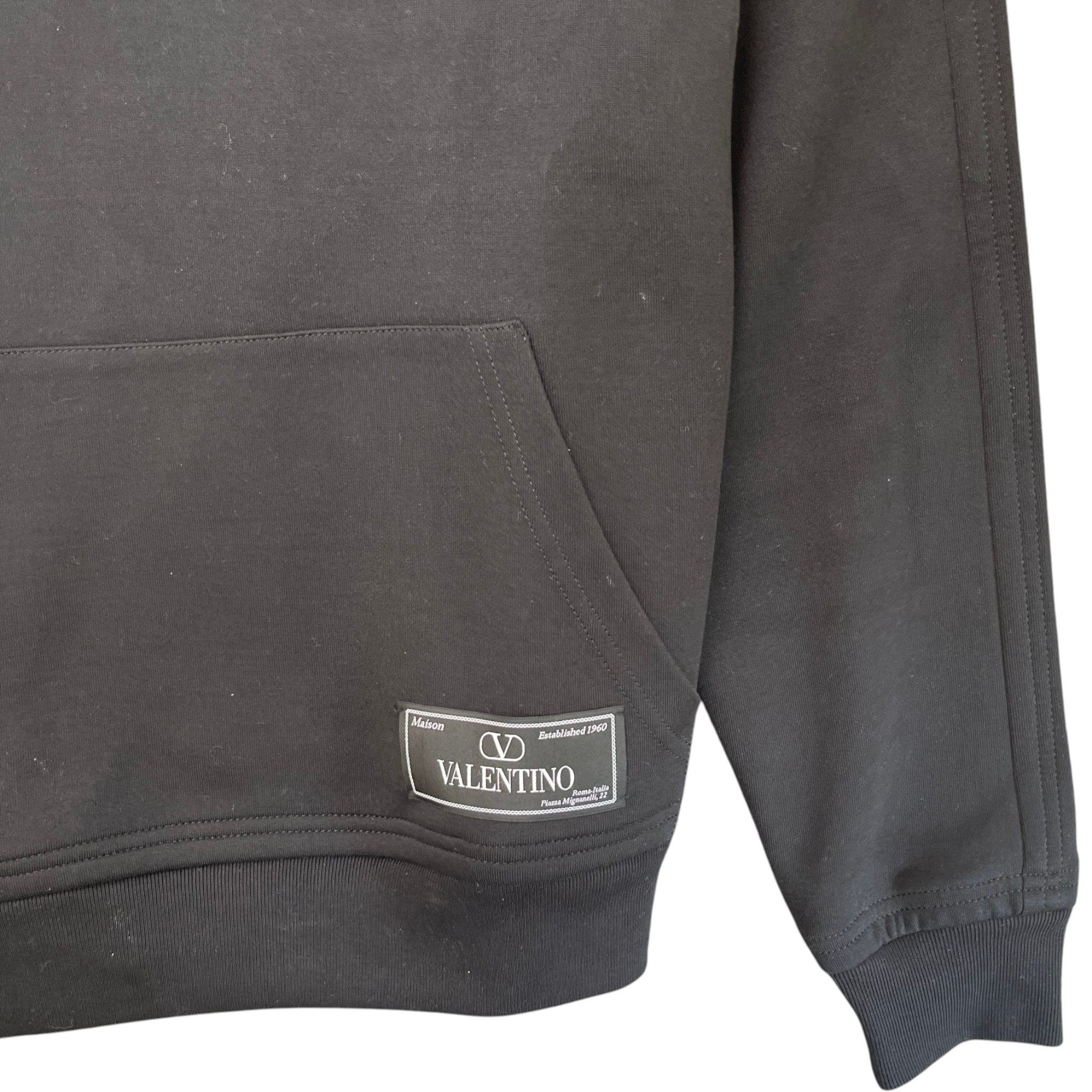 Men's Logo Patch Hoodie Black Size M